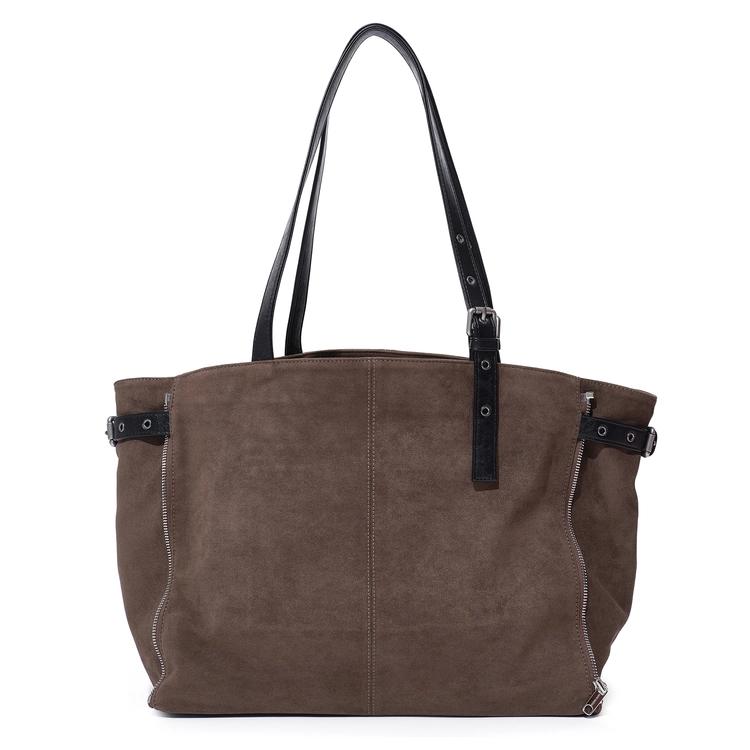 re-designed) 지퍼쇼퍼백 zipper shopper bag L suede khakigray