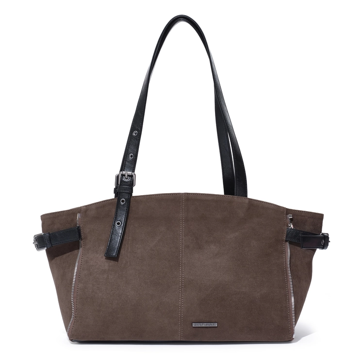re-designed) 지퍼쇼퍼백 zipper shopper bag M suede khakigray