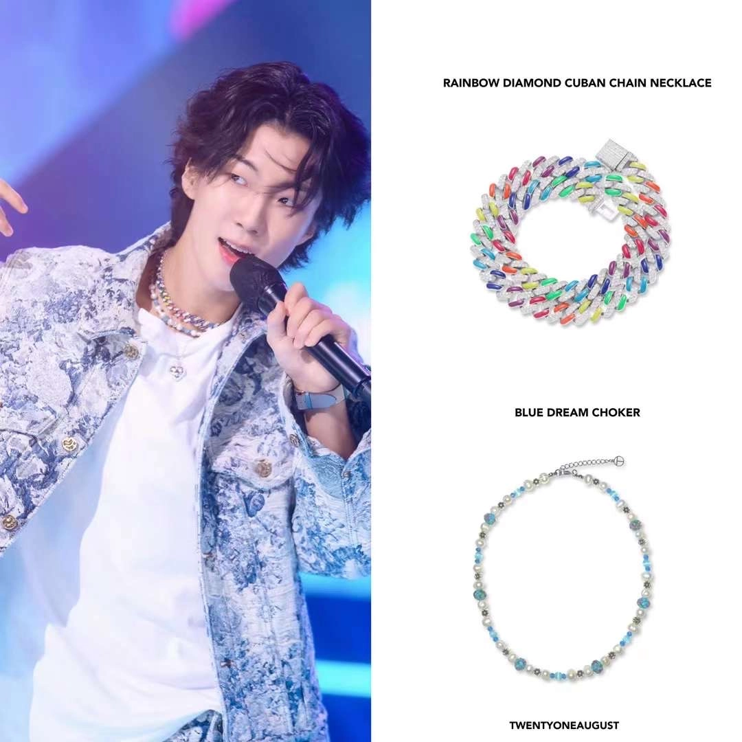 TWENTYONEAUGUST☆RAINBOW HOOP CUBAN CHAIN CHOKER TWENTYONEAUGUST☆RAINBOW HOOP CUBAN CHAIN CHOKER ネックレス