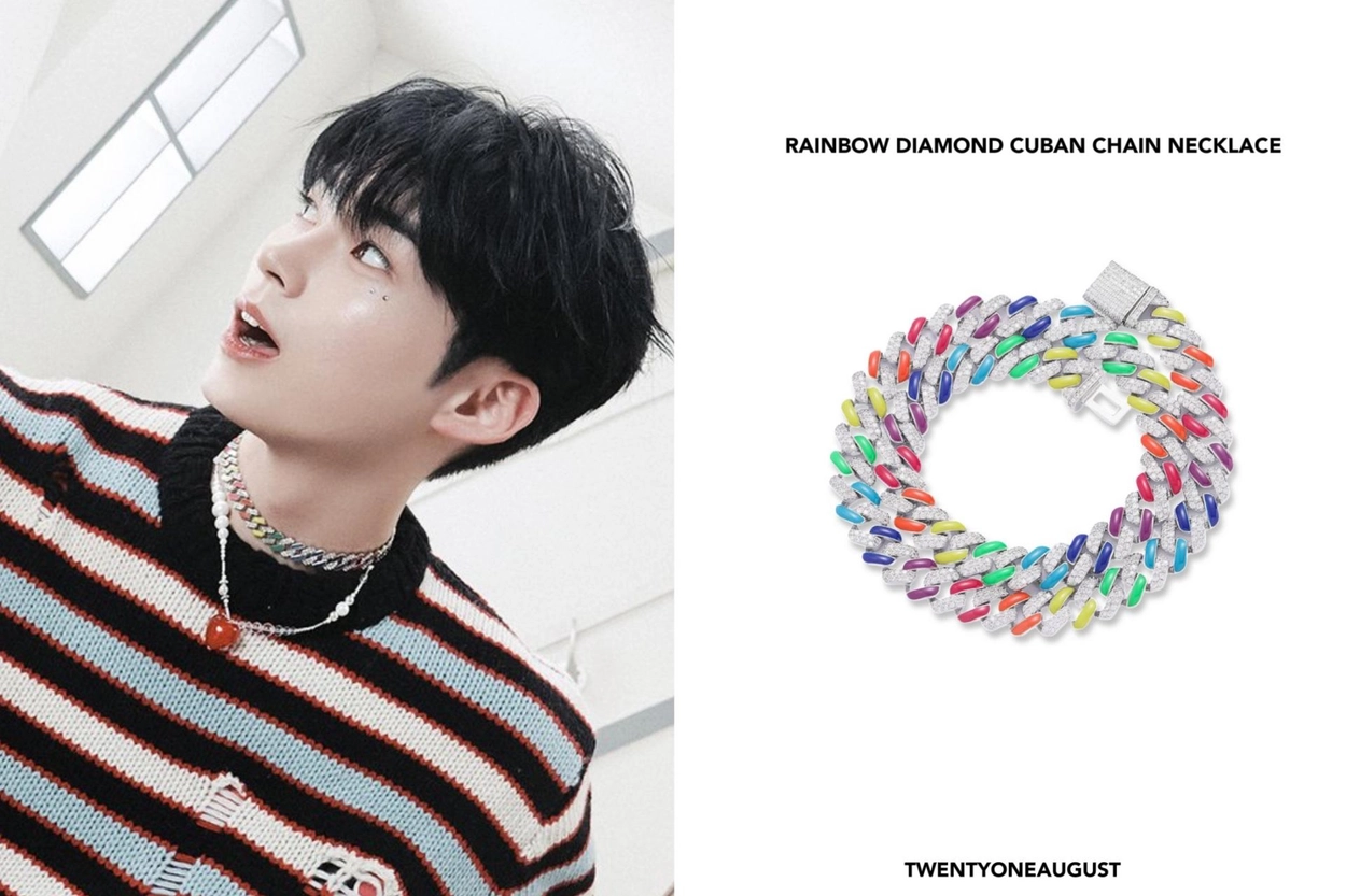 RAINBOW DIAMOND CUBAN CHAIN NECKLACE : twentyoneaugust-ww