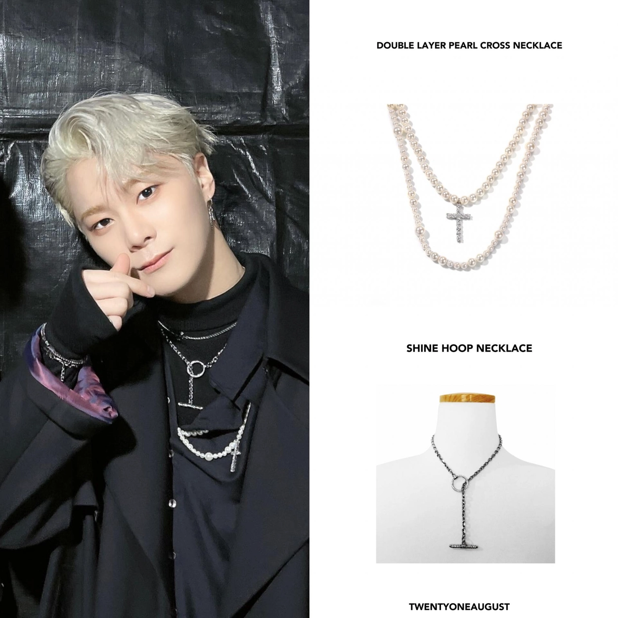 関税込☆TWENTYONEAUGUST★DOUBLE LAYER PEARL CROSS NECKLAC.E DOUBLE LAYER PEARL CROSS NECKLACE : twentyoneaugust-ww