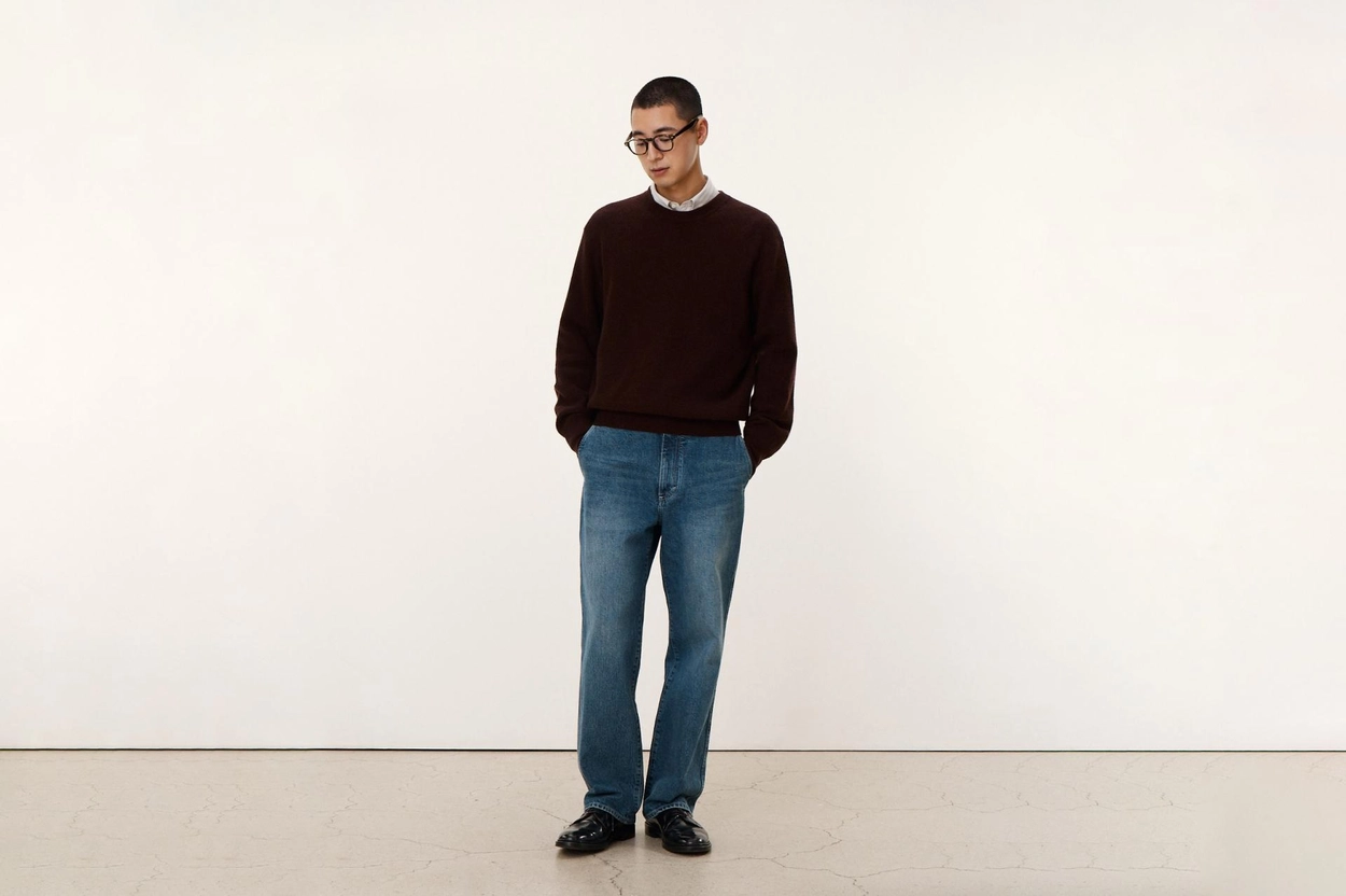 POTTERY One Washed Wide Denim Mid Blue