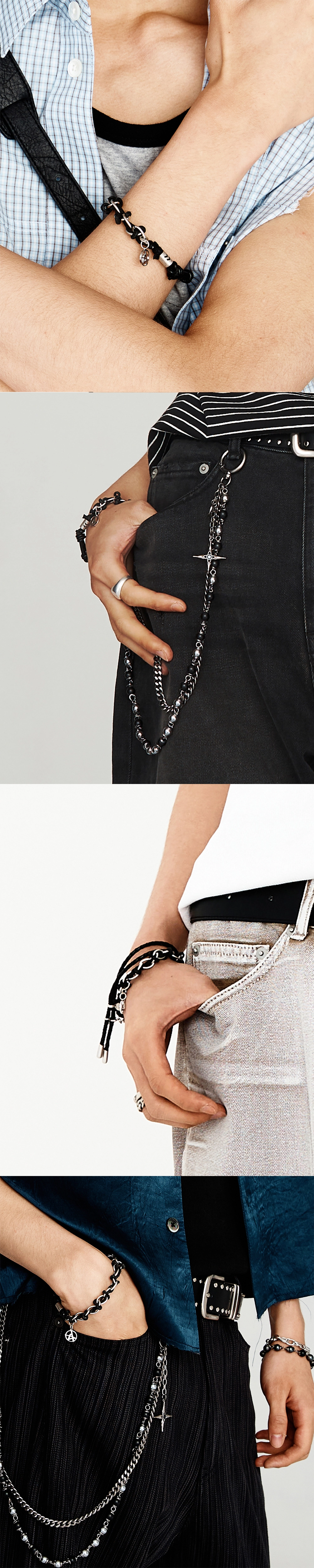 HALEINE 알렌느 FAUX LEATHER METAL TWIST BRACELET BLACK (WA221)