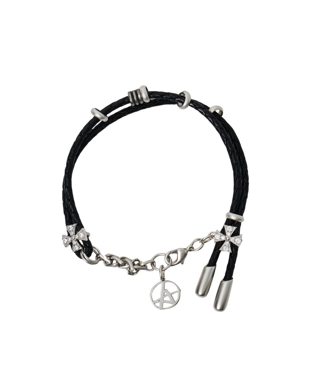 HALEINE ♥ CROSS JEWELERY LEATHER BRACELET /追跡付 HALEINE 알렌느 CROSS JEWELERY LEATHER BRACELET BLACK (WA222)