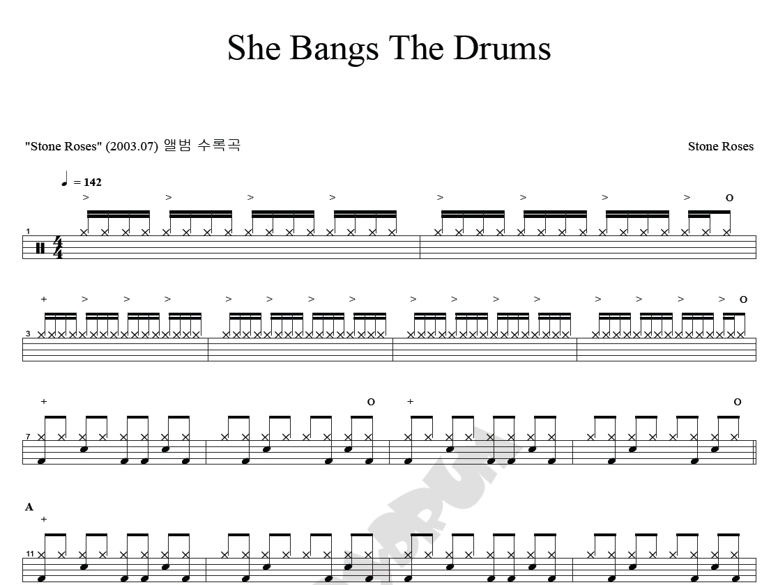 Stone roses - She Bangs The Drums / Drum Sheet Music (PDF Download