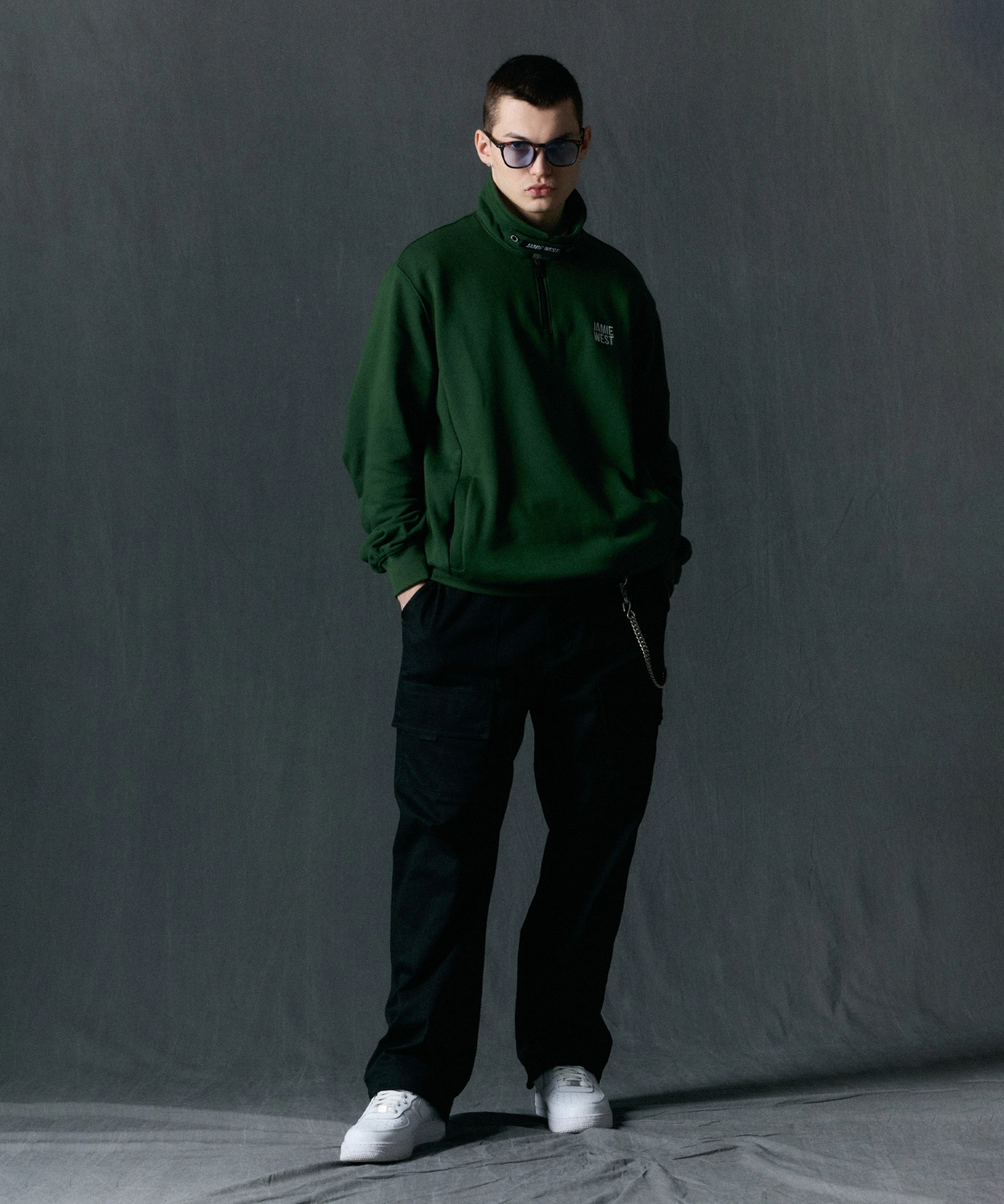 【JAMIEWEST GOLF】 Collar Patch Half Zip-up Sweatshirts Collar Patch Half Zip-up Sweatshirts (GN) : JAMIE WEST