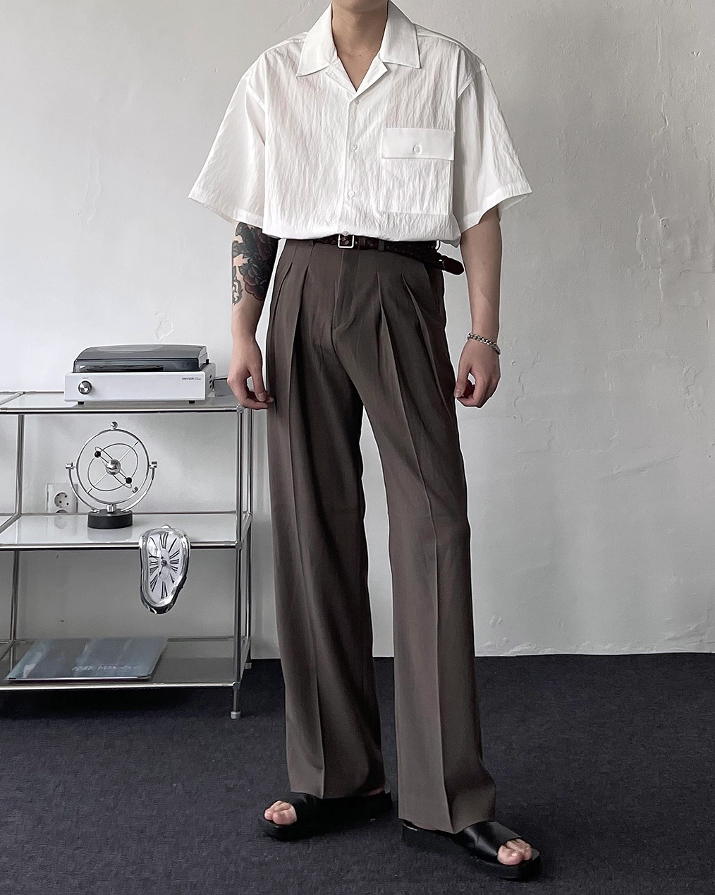 오픈카라 반팔 셔츠