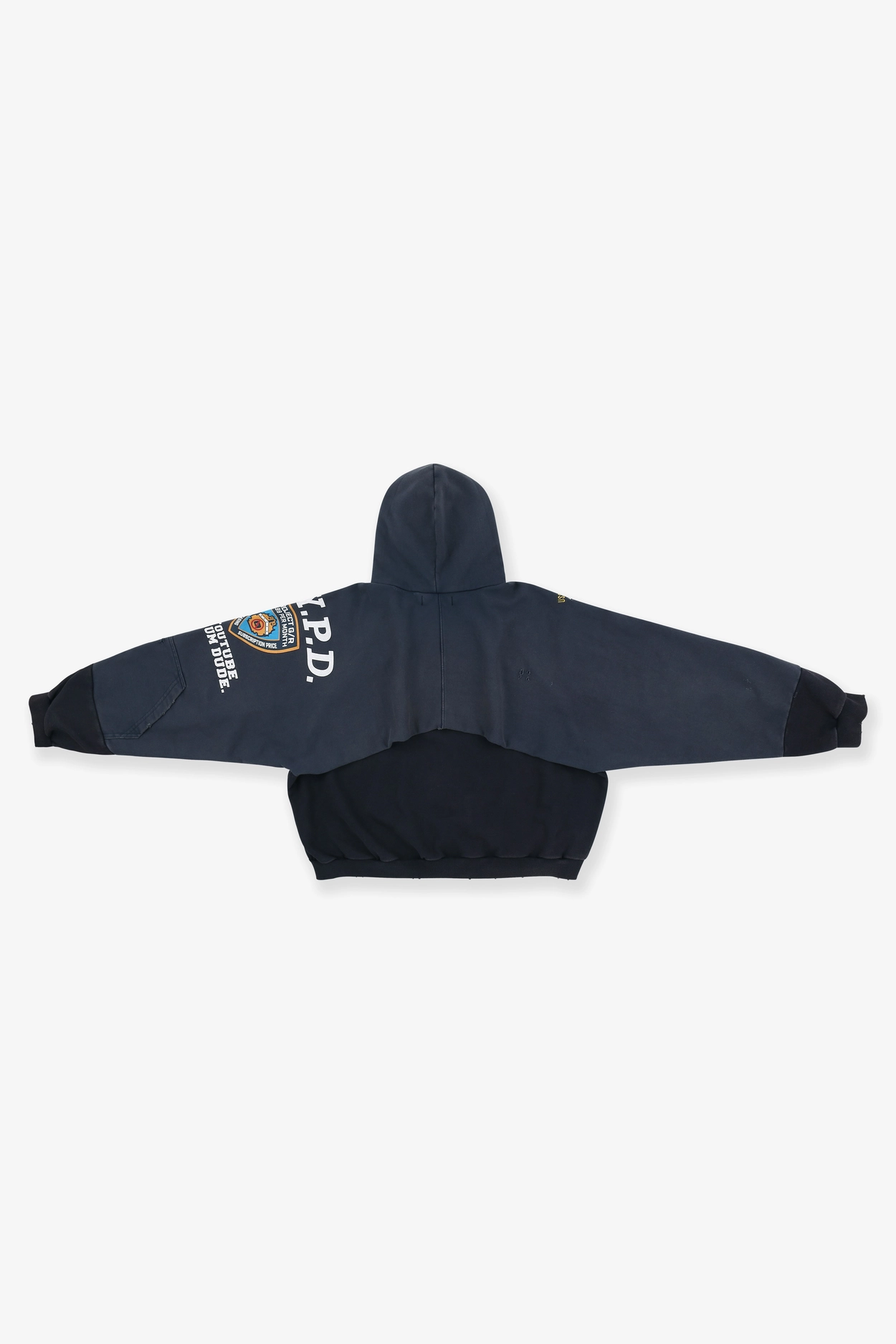 RECONSTRUCTED FOLDED ZIP HOODIE - NAVY : PROJECT G/R RECONSTRUCTED FOLDED ZIP HOODIE - NAVY : PROJECT G/R