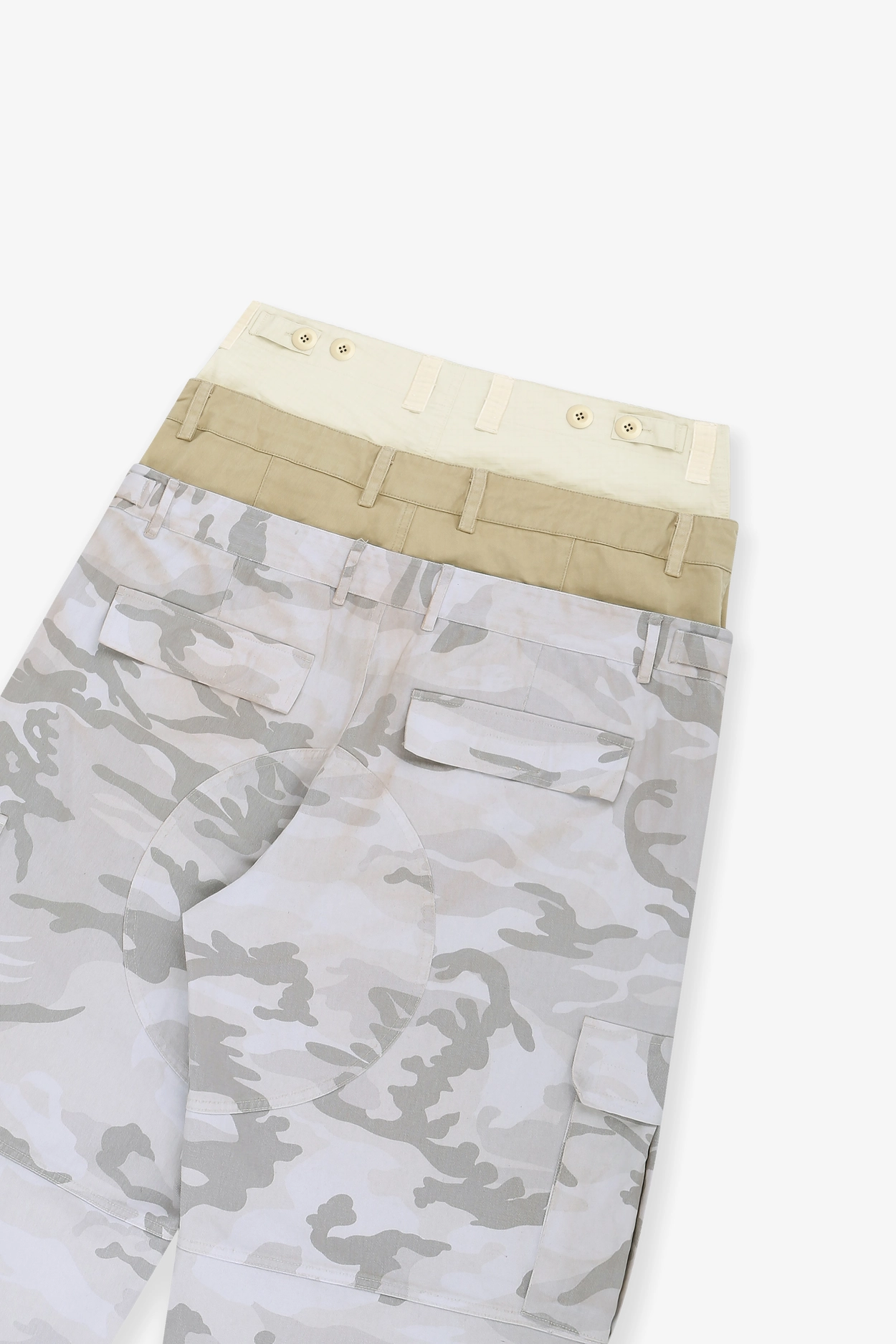 3 LAYERD CARGO PANTS - WHITE CAMO : PROJECT G/R
