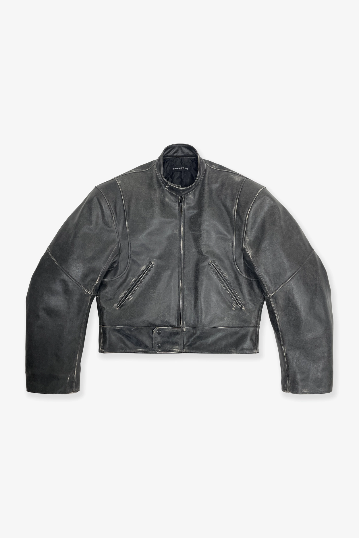 DISTRESSED LEATHER BIKER JACKET : PROJECT G/R