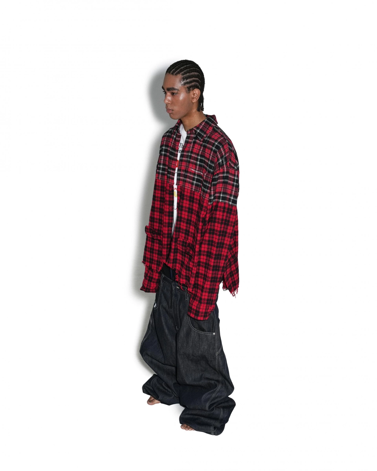 UPSIDE-DOWN CHECKED SHIRTS - RED : PROJECT G/R 