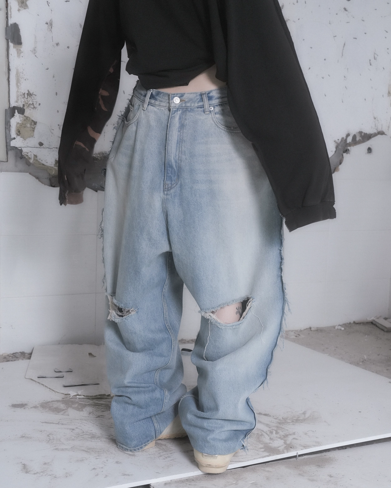 TWO FACED DENIM PANTS - BLUE : PROJECT G/R