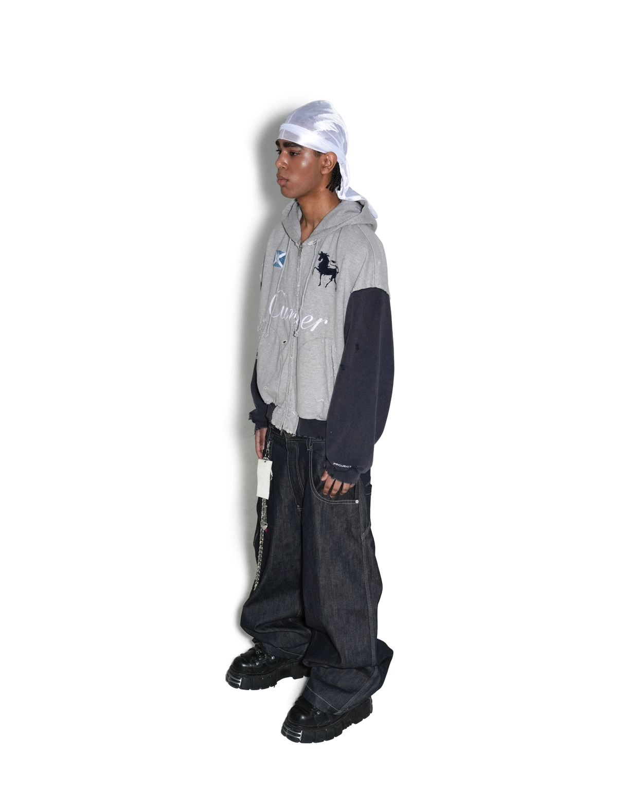 ★人気★【Project G/R】★Cuntier Zip Hoodi.e★Melange Grey★ CUNTIER ZIP HOODIE : PROJECT G/R