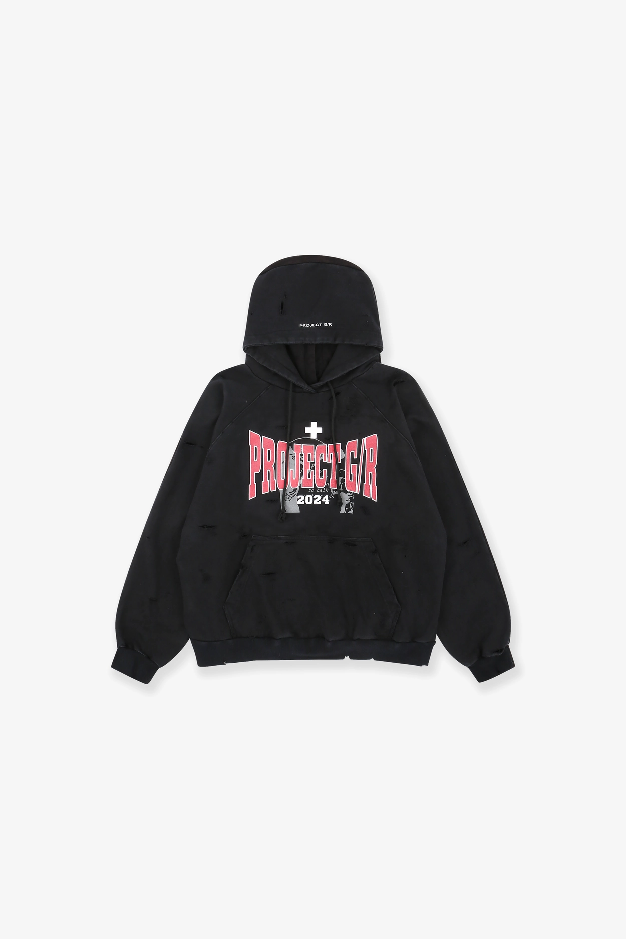 TWO FACED WASHED HOODIE - WASHED BLACK : PROJECT G/R
