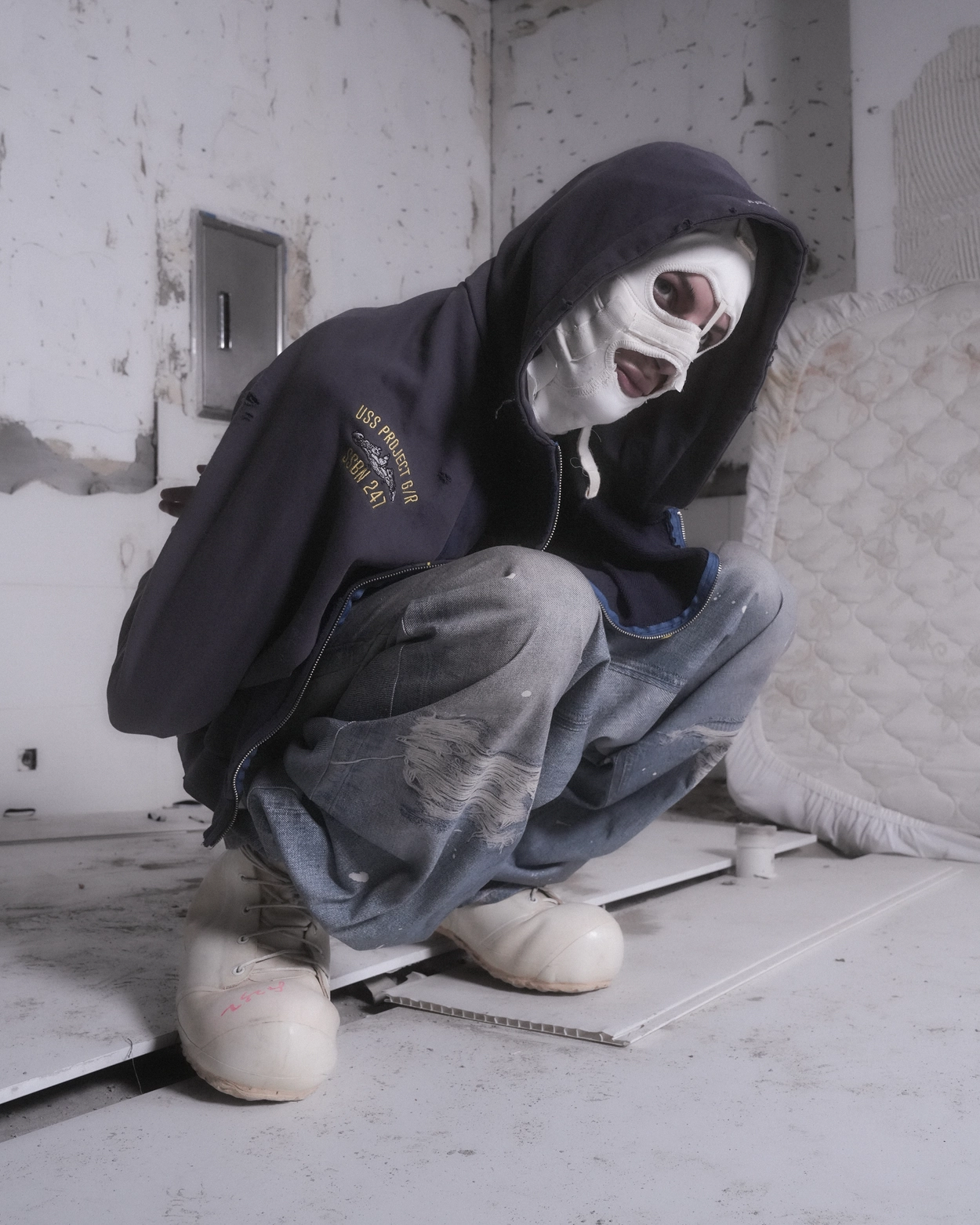 パンツ PROJECT/ GR TROMPE-L'IL DENIM PANTS TROMPE-L'ŒIL DENIM PRINTED PANTS - BLUE : PROJECT G/R