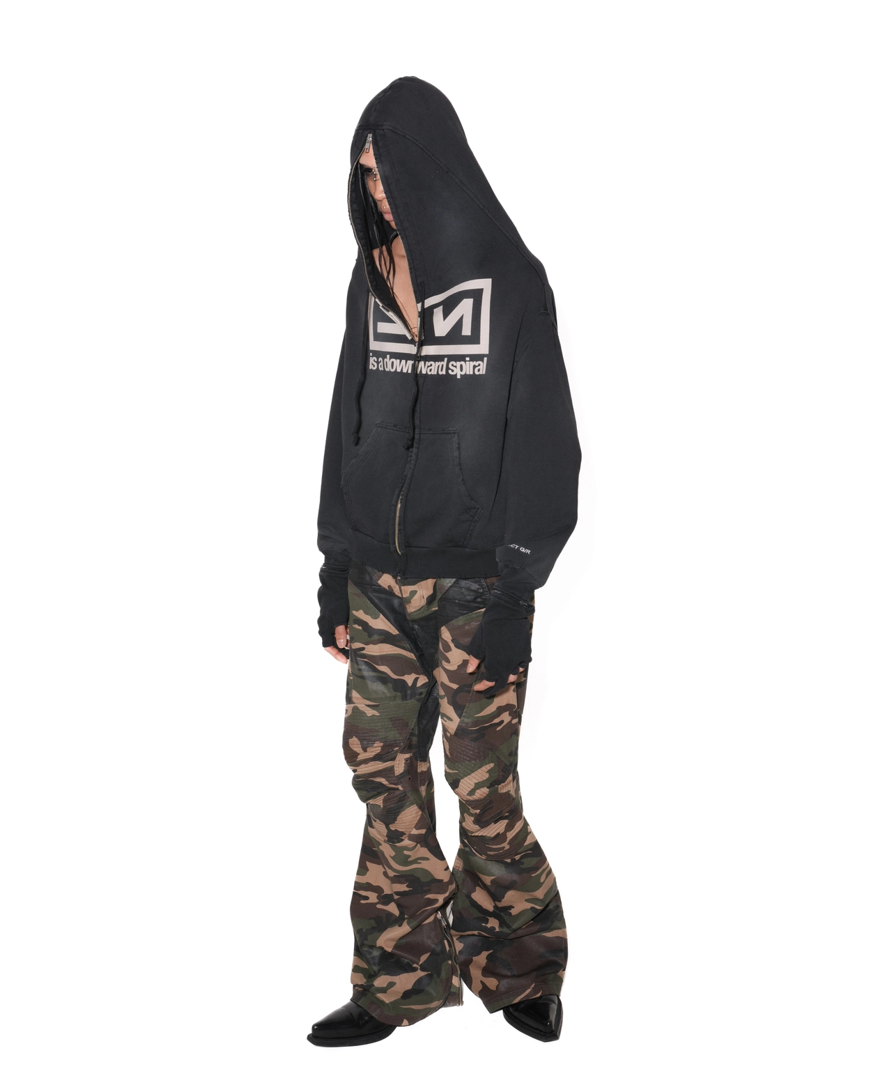 Project G/R Coated Biker Flare Pants Cam