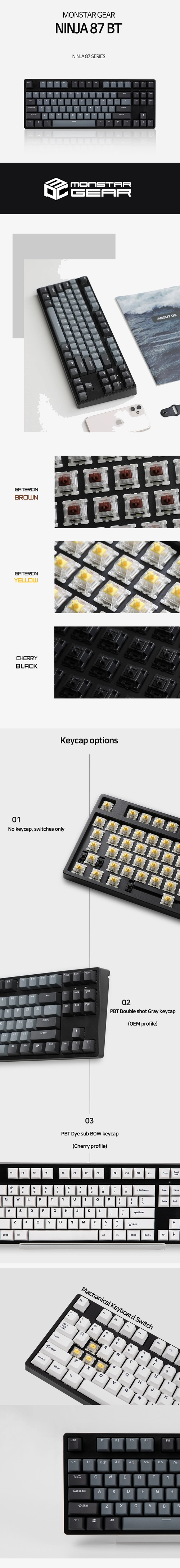 NINJA87BT Wired & wireless Hot-swap TKL keyboard(Black) : Monstargear