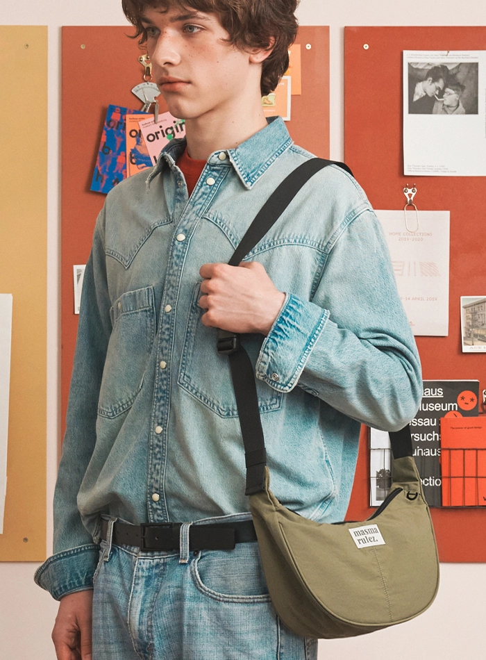 ◆masmarulez◆ Halfmoon cross bag Gray 5007509820 Masmarulez] Korean Halfmoon Cross Bag Unisex, Waterproof