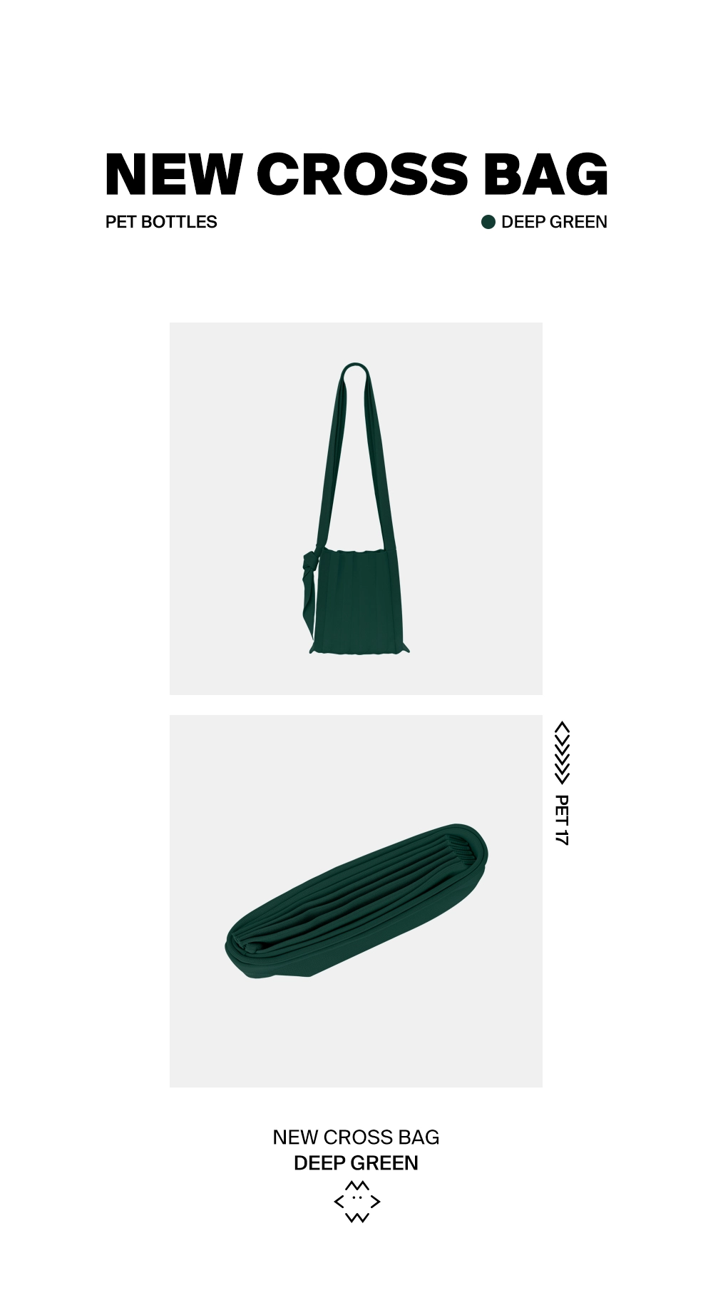 PLEATS MAMA 正規品関税込み NEW CROSS BAG DEEP GREEN New Cross Bag Deep Green : PLEATSMAMA: Sustainable Knit