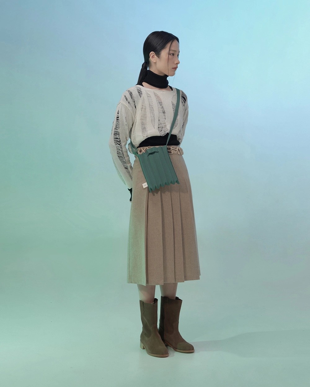 PLEATS MAMA 正規品関税込み MINI STUDIO BAG TEAL GREEN Mini Studio Bag TealGreen : PLEATSMAMA: Sustainable Knit