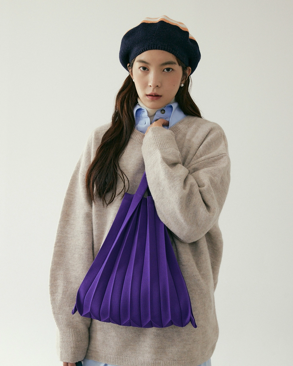 早期完売★PLEATSMAMA★Knit Pleats MINI Tote Bag ★日本未入荷 Tote Bag Purple : PLEATSMAMA: Sustainable Knit Pleats Bag