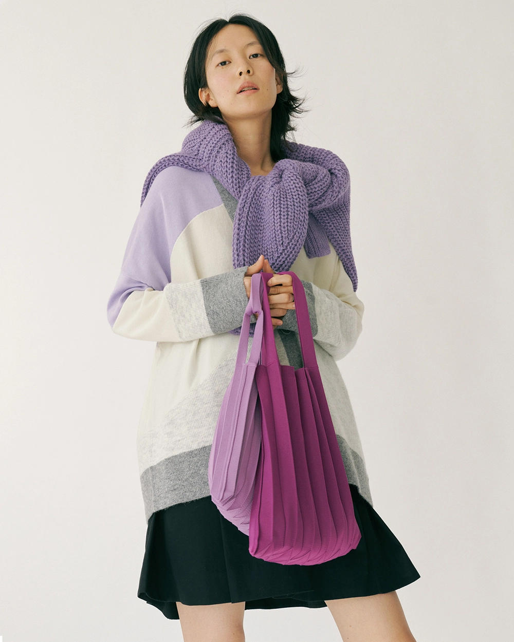 Tote Bag Violet : PLEATSMAMA: Sustainable Knit Pleats Bag