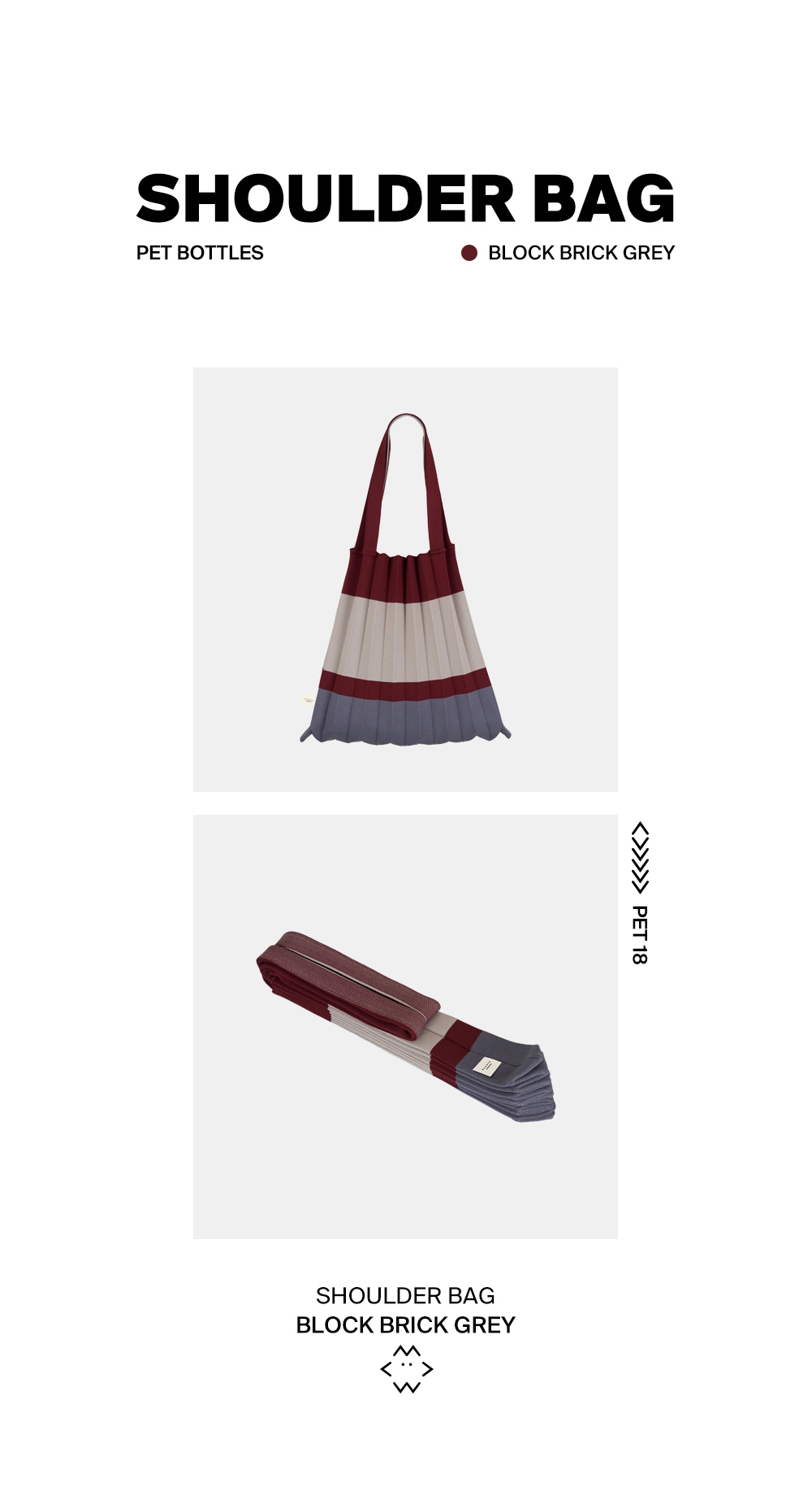 Shoulder Bag Brick Grey : PLEATSMAMA: Sustainable Knit