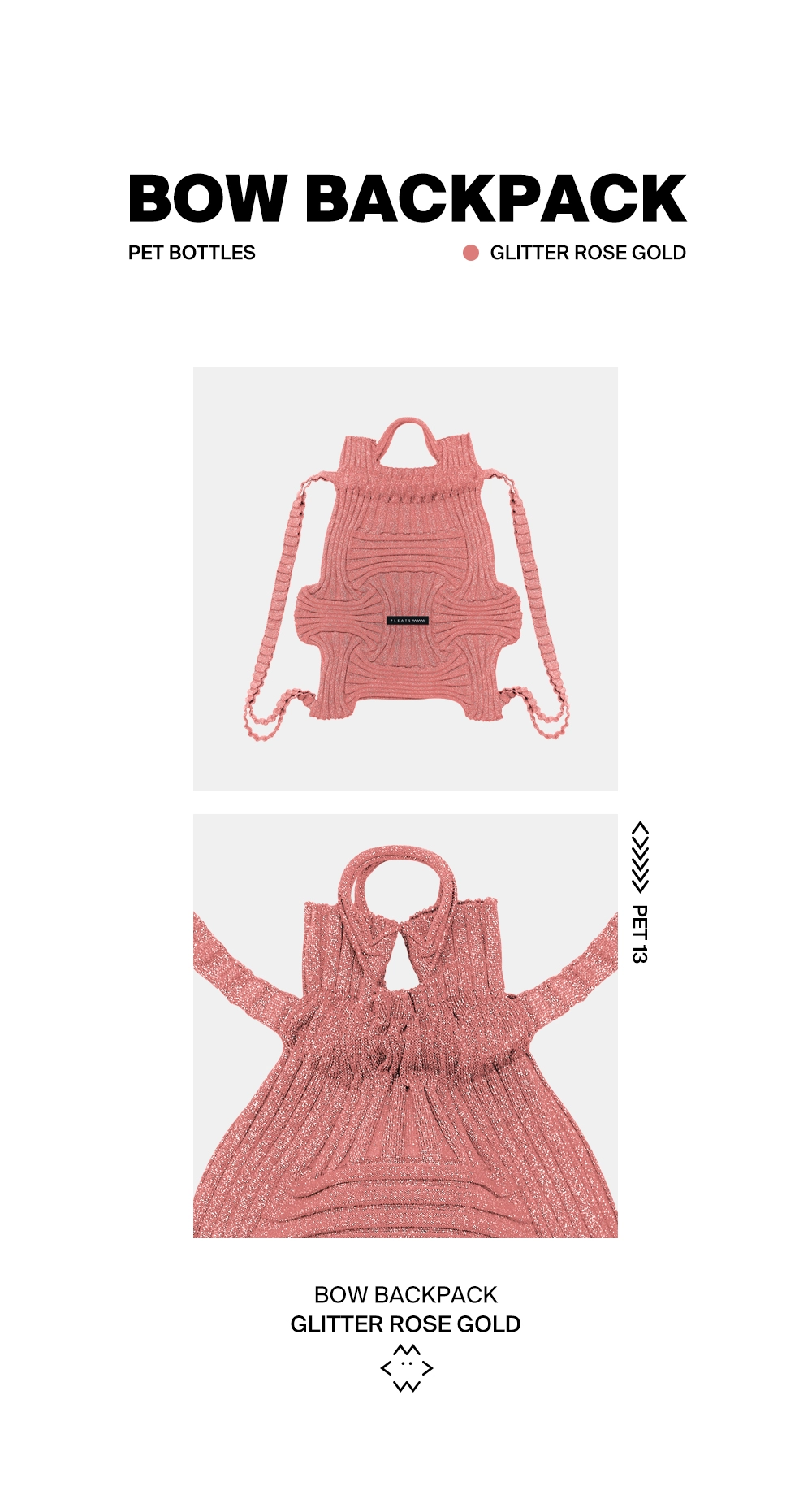 PLEATS MAMA☆Bow BackPack Glitter Bow BackPack Glitter Stone Brown : PLEATSMAMA: Sustainable