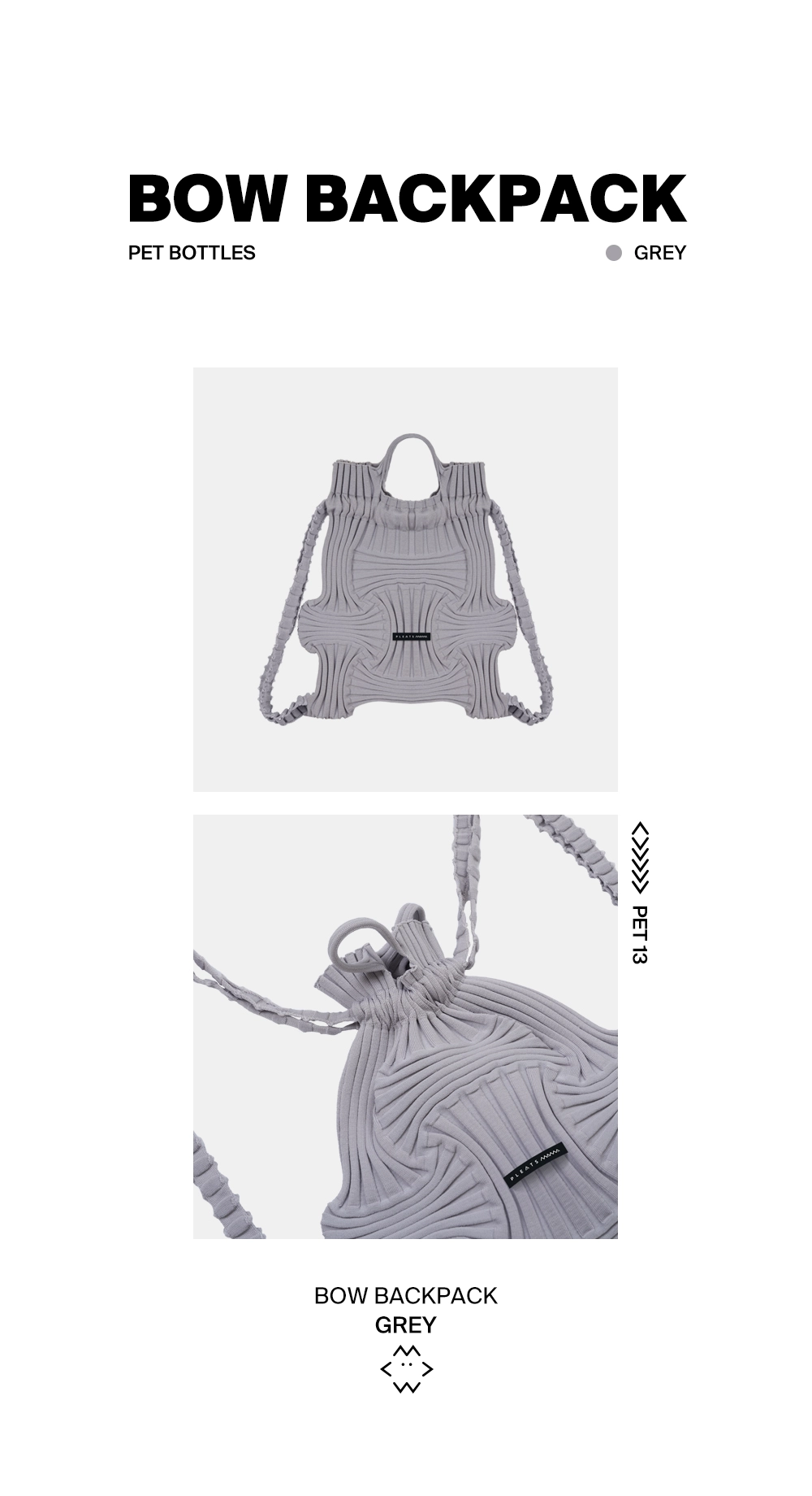 Bow BackPack Grey : PLEATSMAMA: Sustainable Knit Pleats Bag