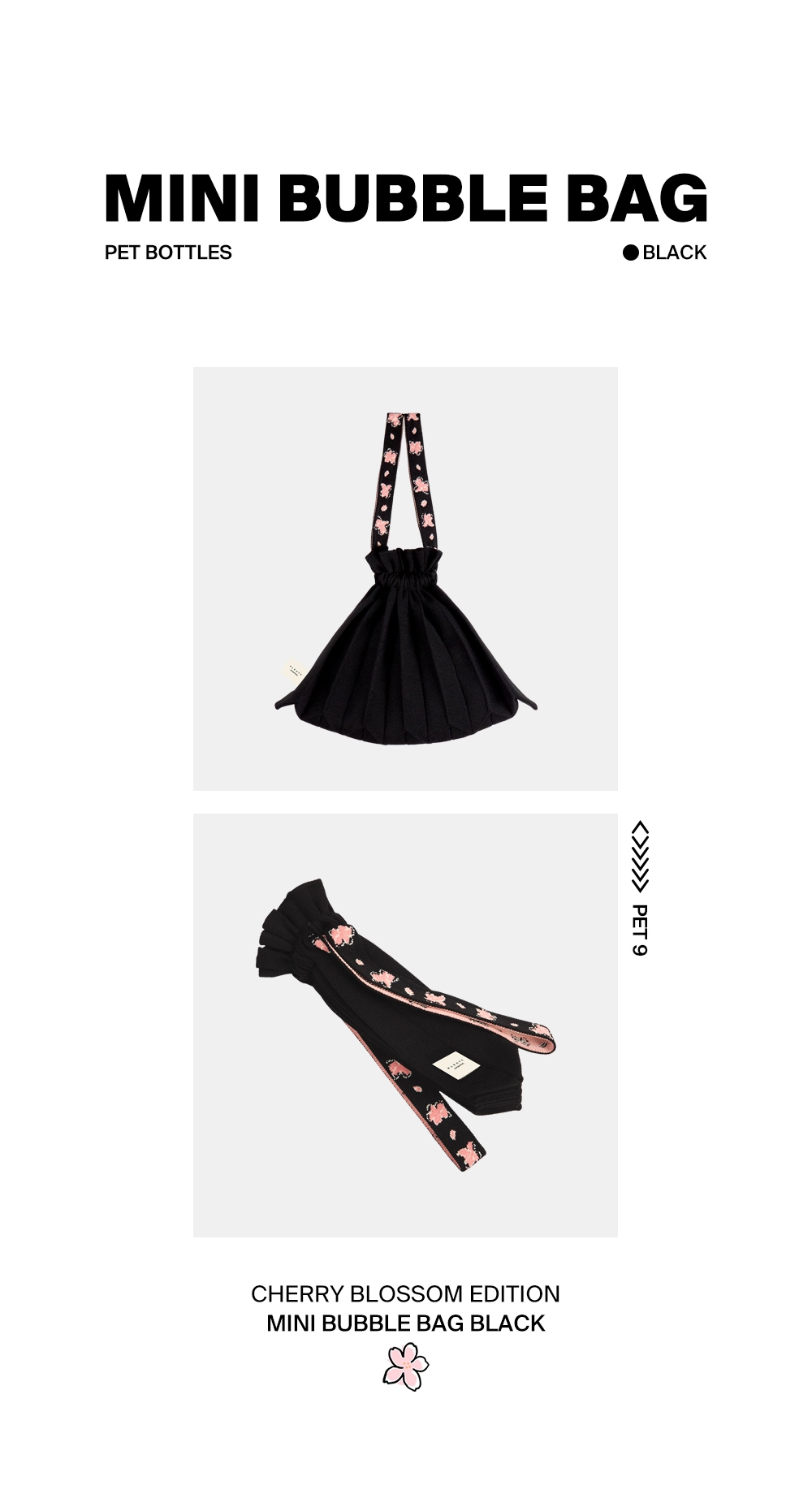 CHERRY BLOSSOM EDITION] Mini Bubble Bag Black : PLEATSMAMA