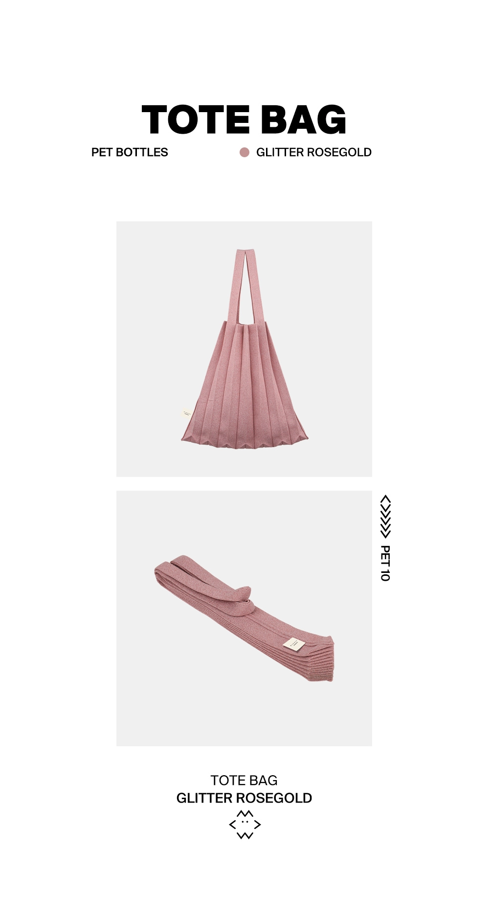 Tote Bag Glitter Rose Gold : PLEATSMAMA: Sustainable Knit