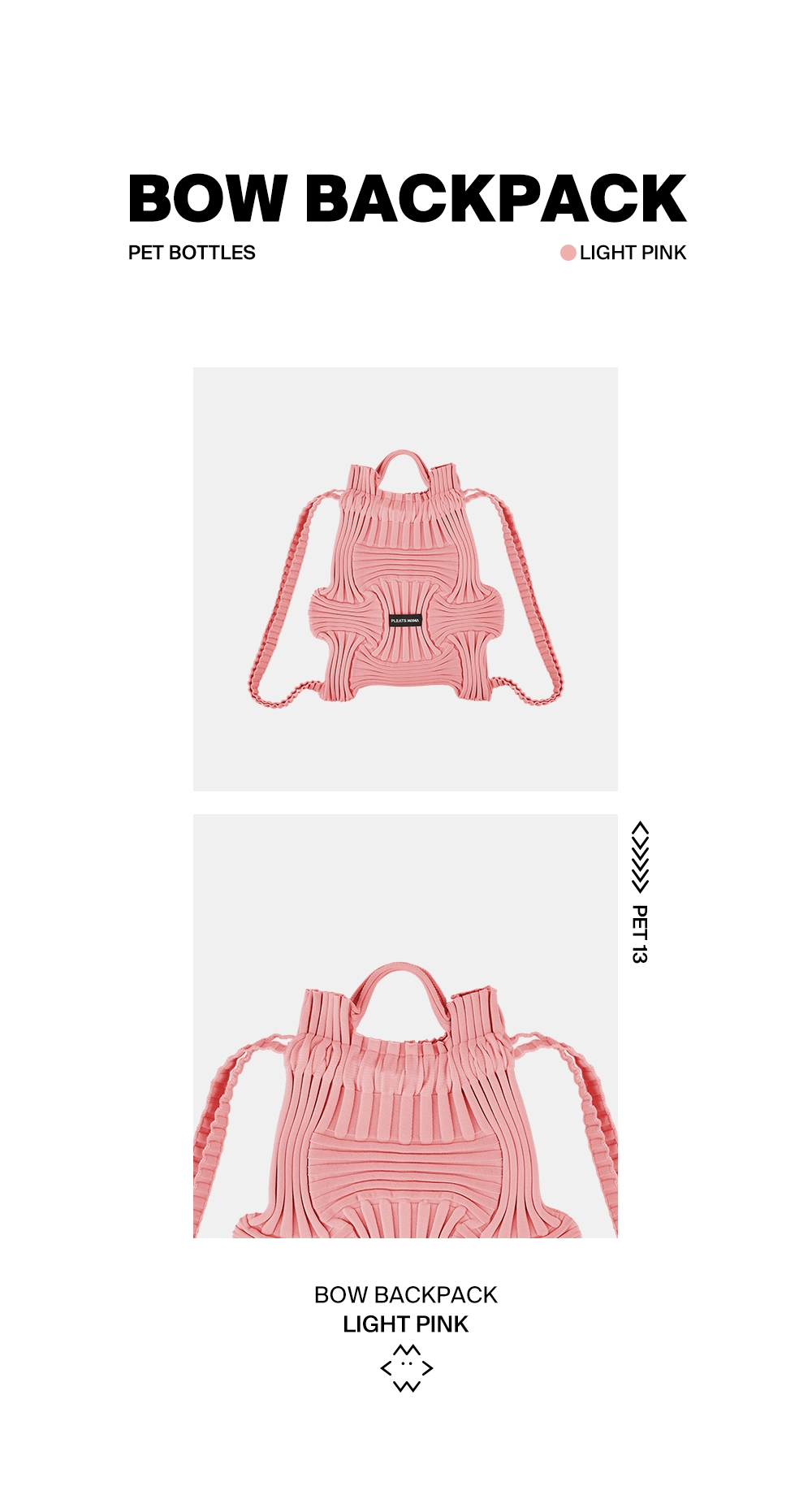 Bow BackPack Light Pink : PLEATSMAMA: Sustainable Knit