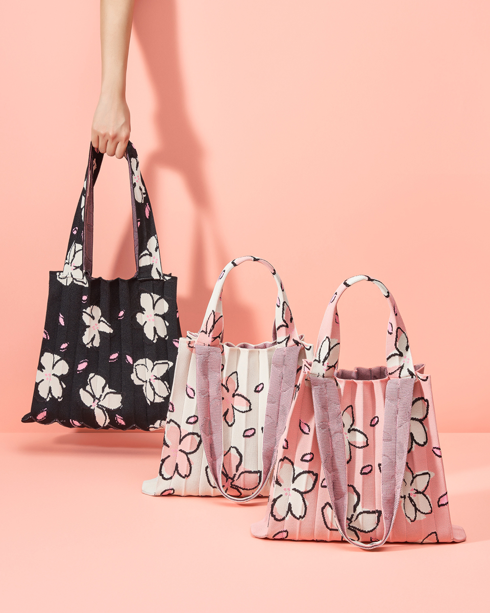 CHERRY BLOSSOM EDITION] 2Way Shopper Bag Peach Fuzz : PLEATSMAMA