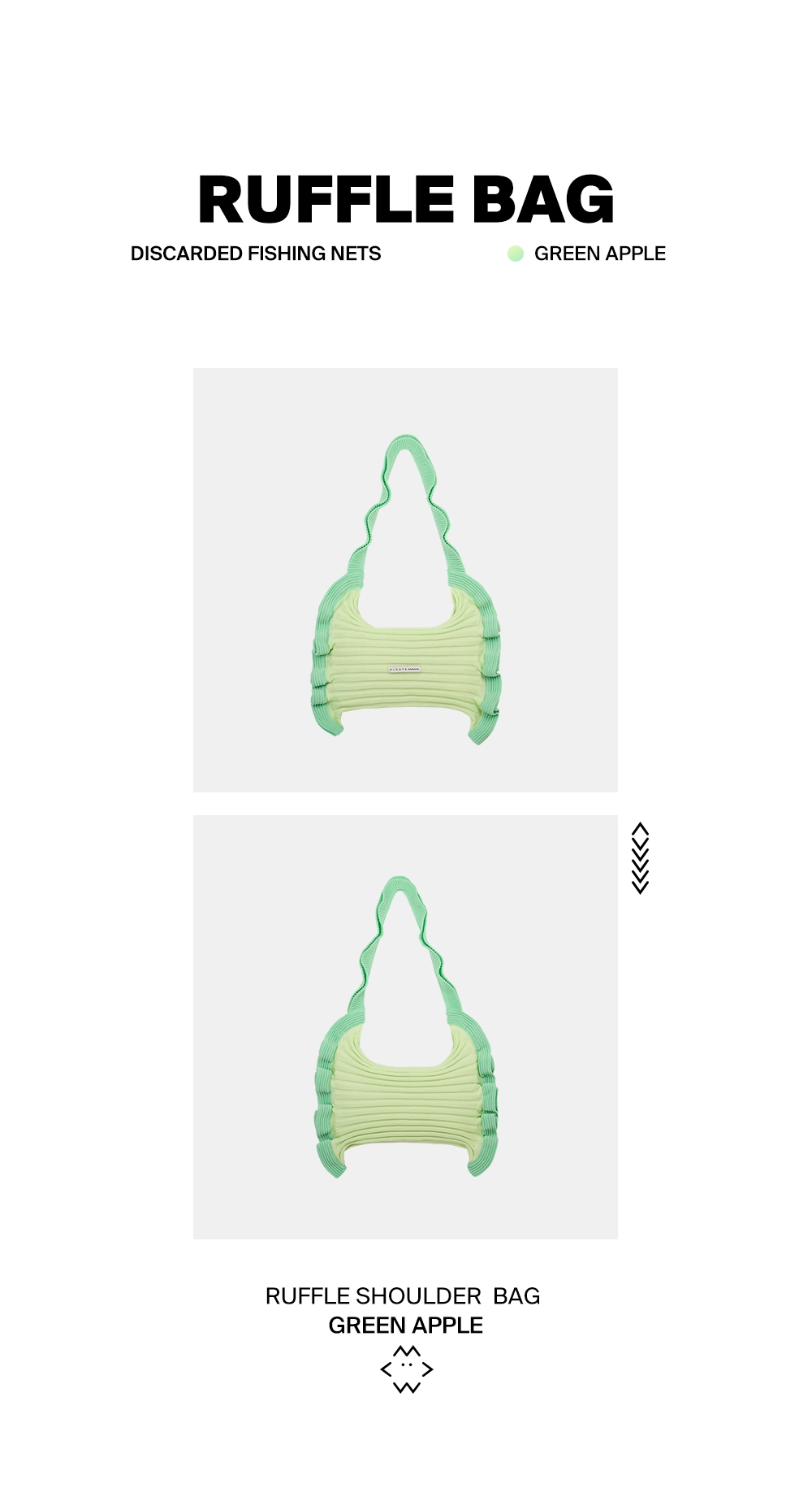 Ruffle Shoulder Bag Green Apple : PLEATSMAMA: Sustainable