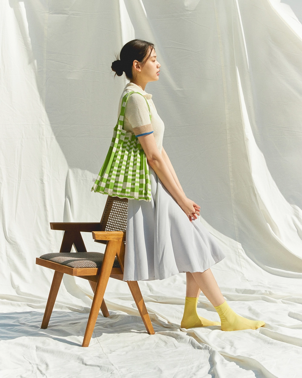 PLEATS MAMA 正規品関税込み SHOULDER BAG GRID GREEN Shoulder Bag Grid Green : PLEATSMAMA: Sustainable Knit