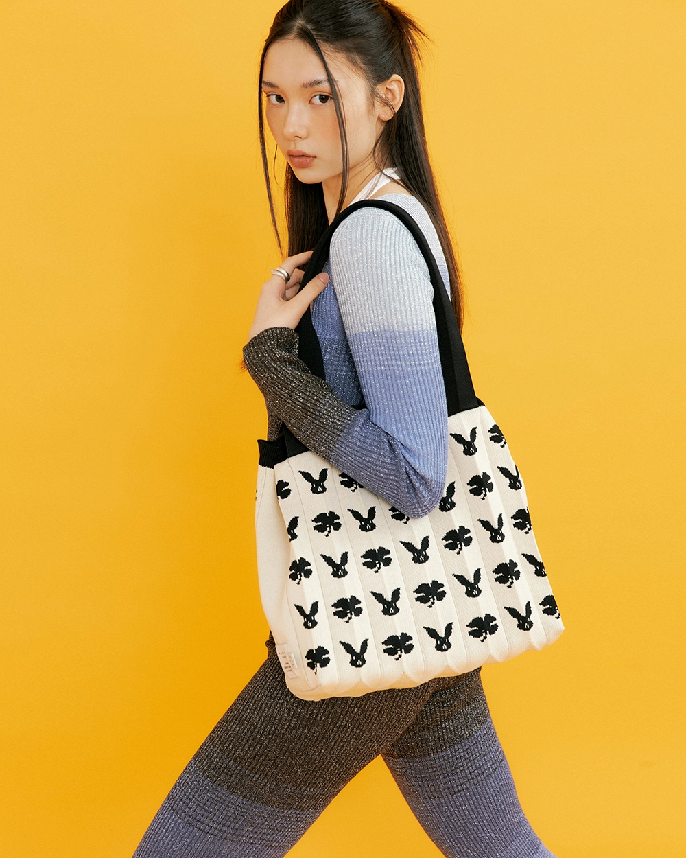 RABBIT EDITION] 2Way Shopper Bag Rabbit Dot : PLEATSMAMA