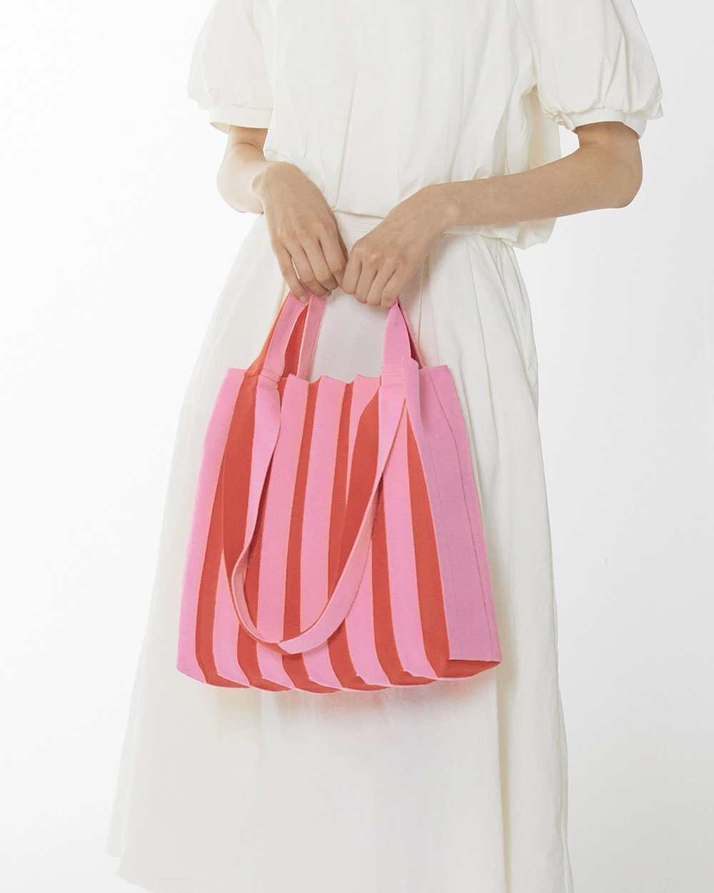 2Way Shopper Bag Red Pink : PLEATSMAMA: Sustainable Knit