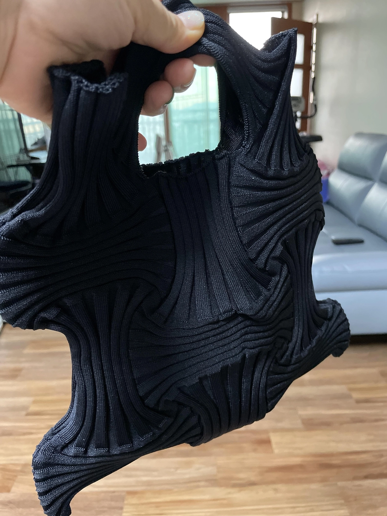 Bow Bag Black : PLEATSMAMA: Sustainable Knit Pleats Bag