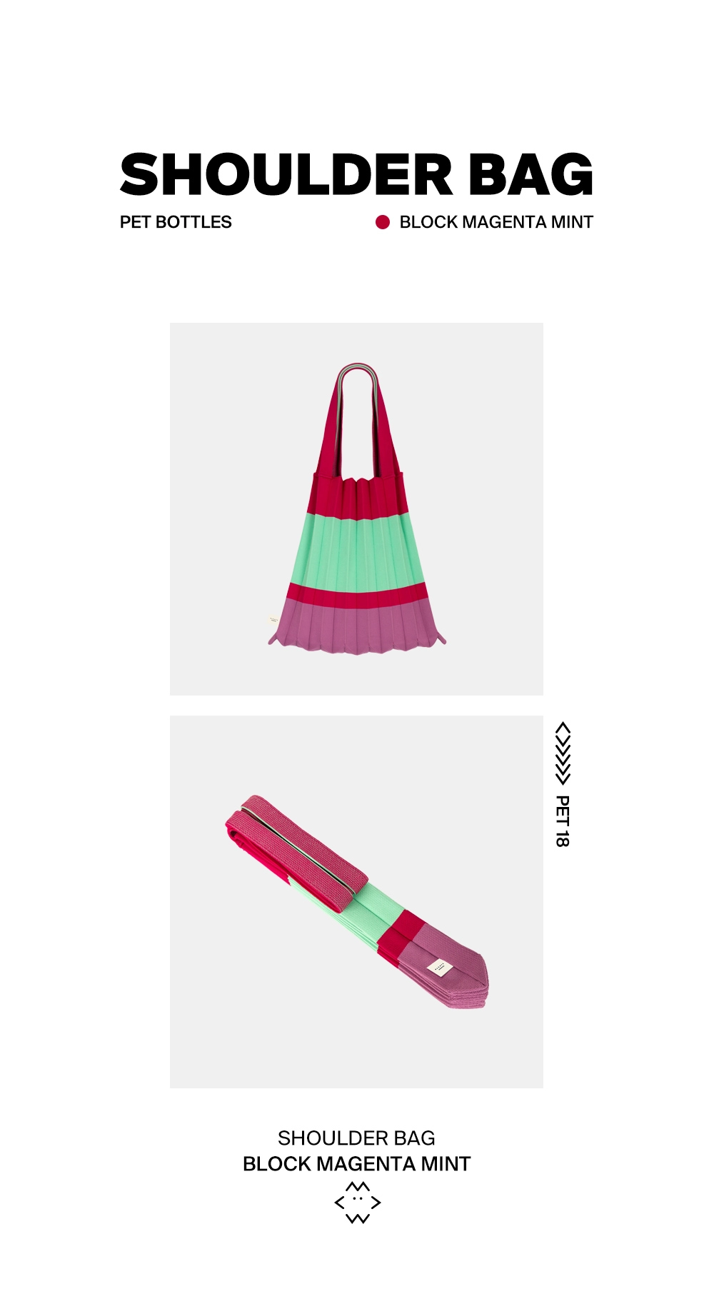Shoulder Bag Magenta mint : PLEATSMAMA: Sustainable Knit