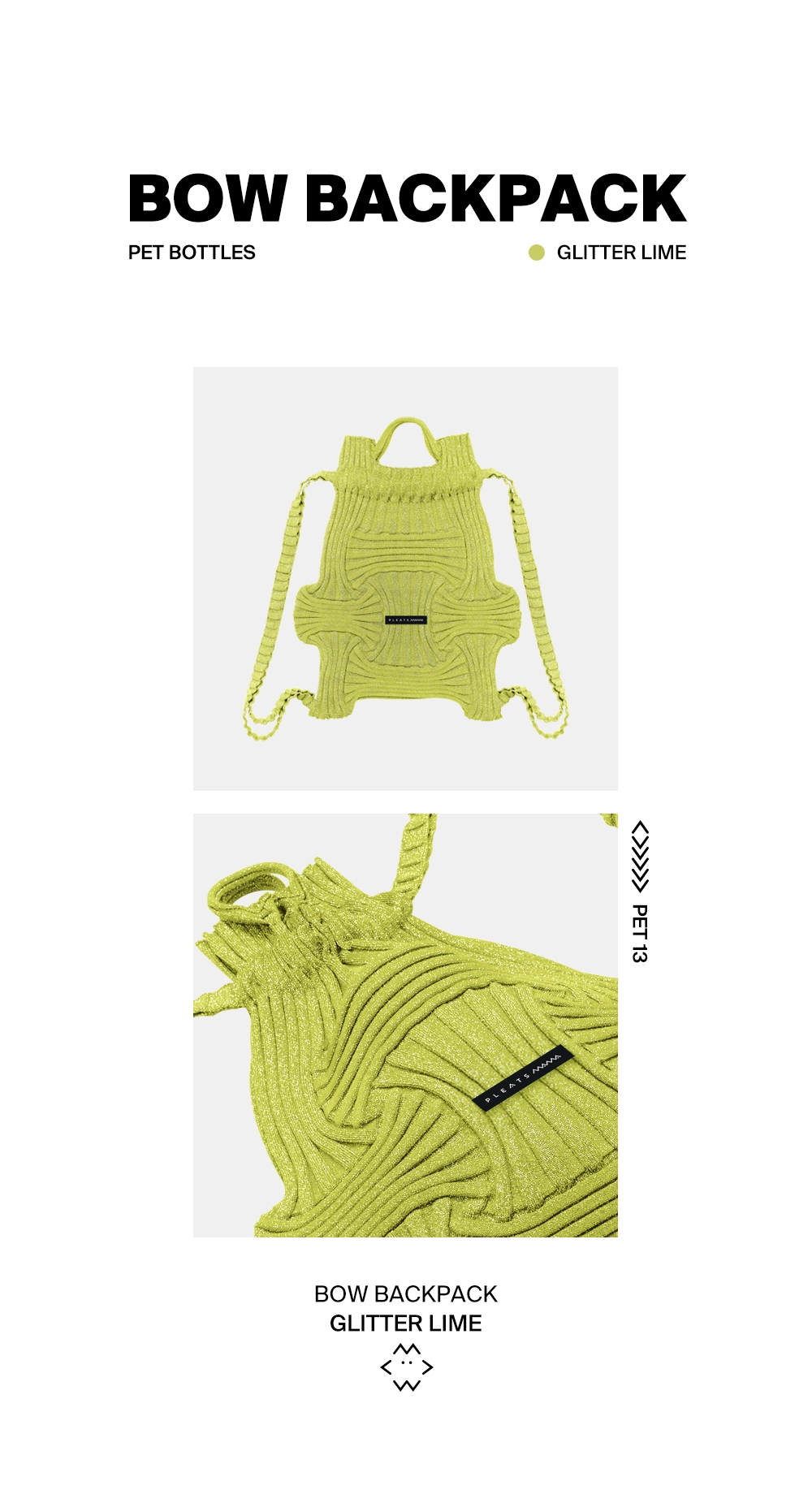 PLEATS MAMA☆Bow BackPack Glitter Bow BackPack Midnight : PLEATSMAMA: Sustainable Knit Pleats Bag