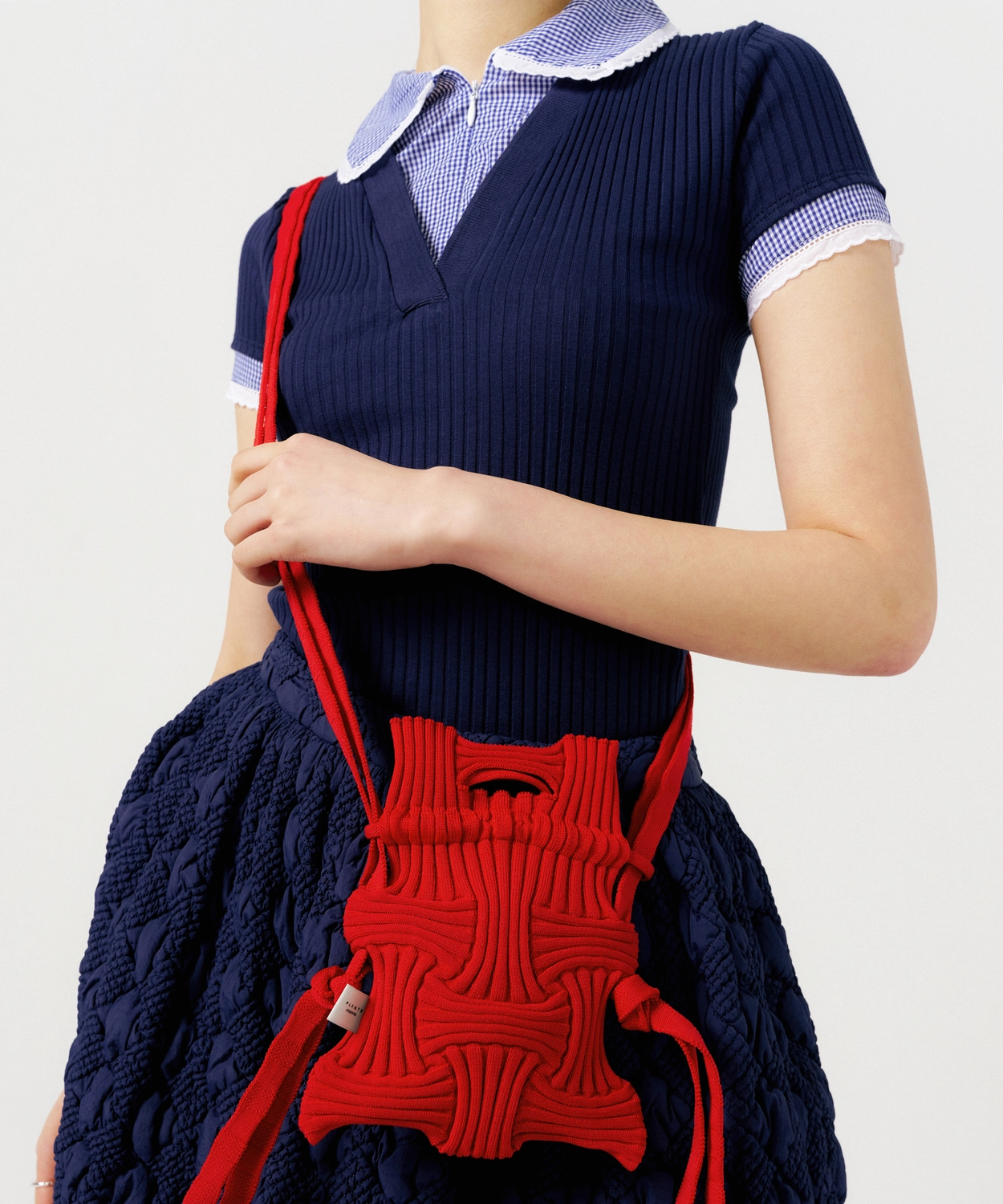 【PLEATSMAMA】Mini Cross Bow Bag (10colors) Mini Cross Bow Bag Light Pink : PLEATSMAMA: Sustainable Knit