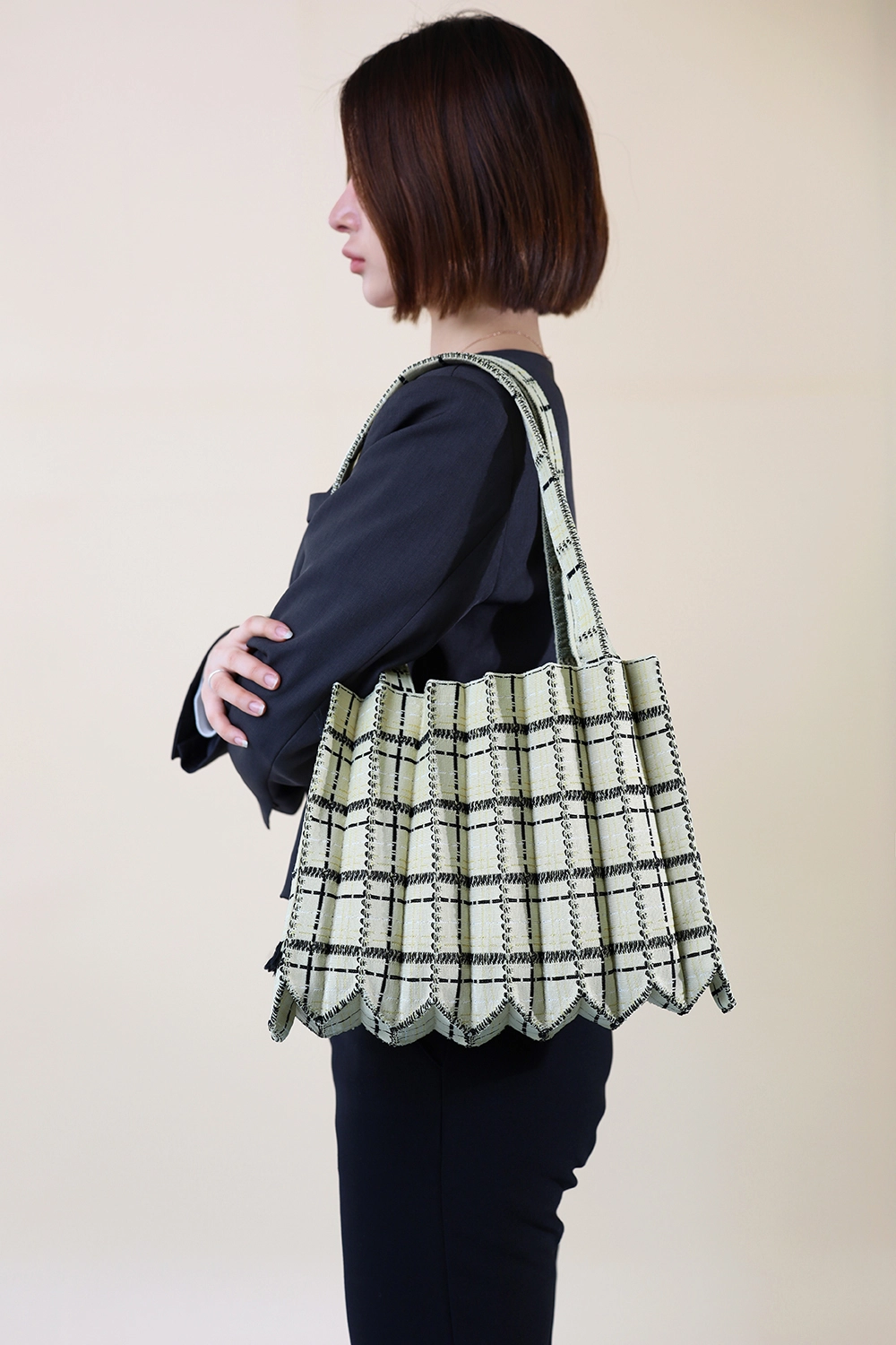 PLEATS MAMA 正規品関税込み TWEED SHOPPER BAG TWEED SHOPPER BAG PALE PINK : PLEATSMAMA: Sustainable Knit