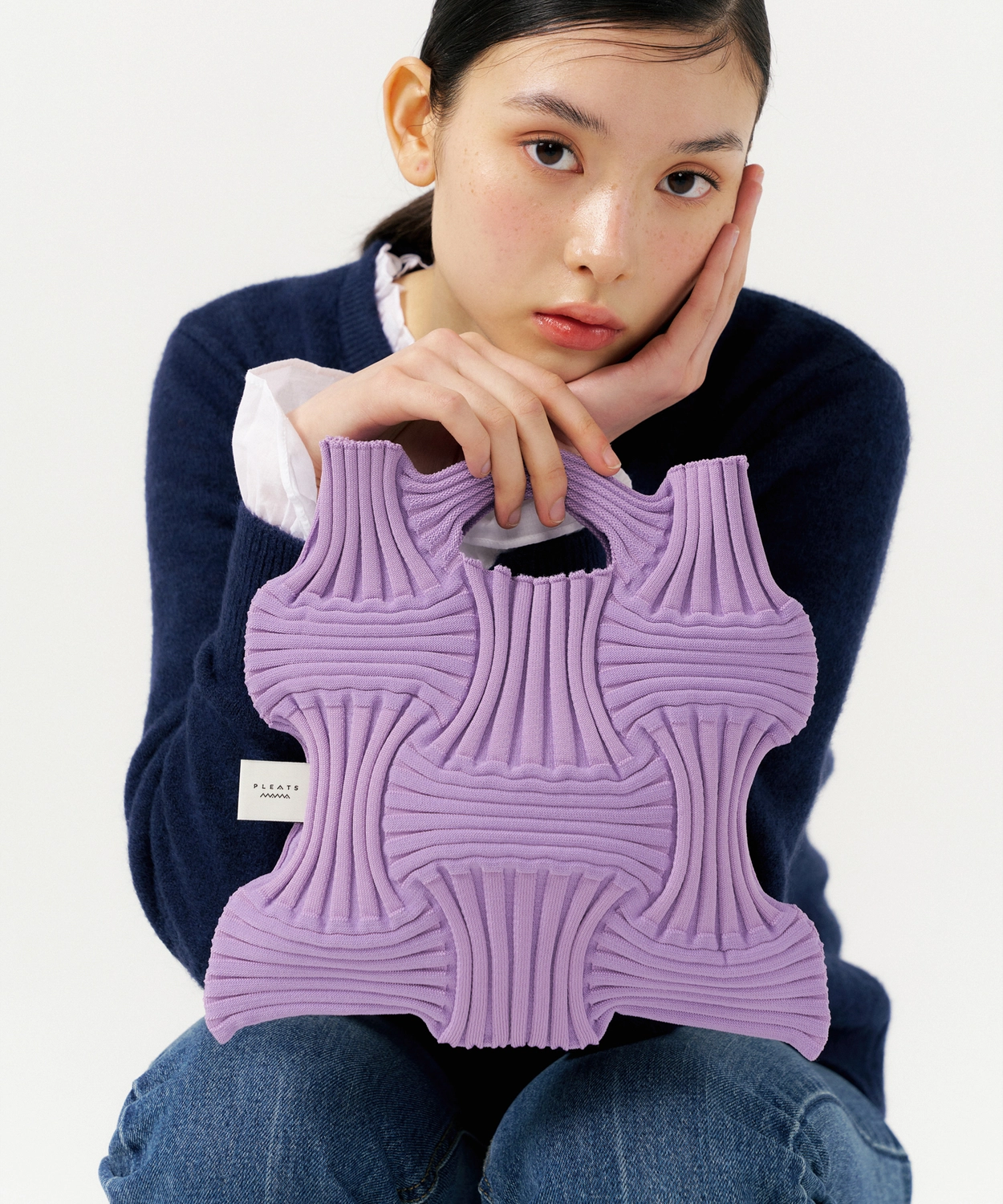 New Bow Bag Light Blue : PLEATSMAMA: Sustainable Knit Pleats Bag