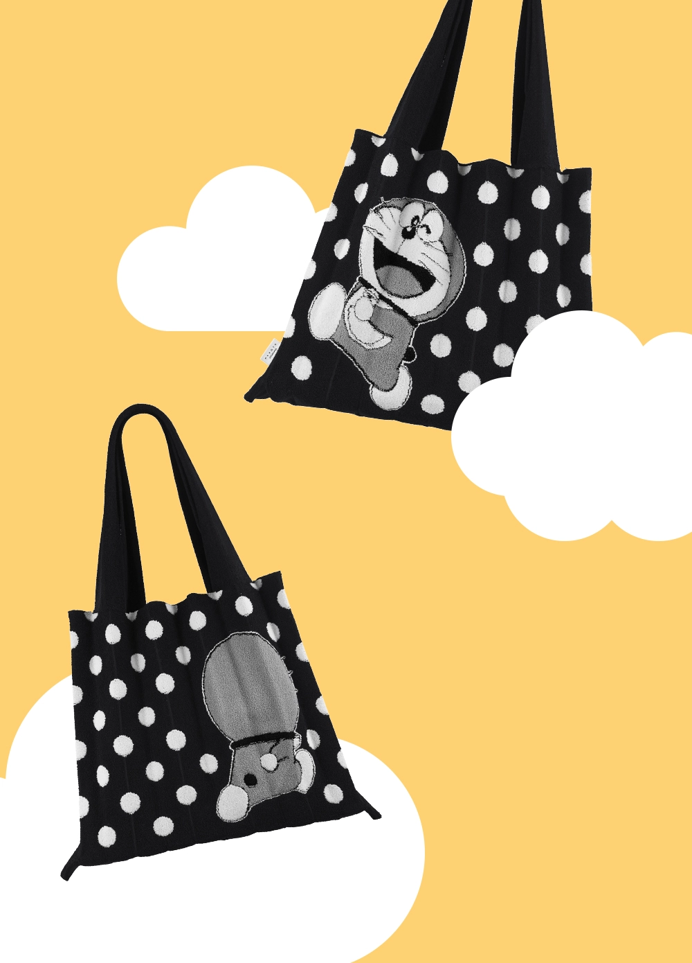 DORAEMON Edition] Poodle Bag Black : PLEATSMAMA: Sustainable