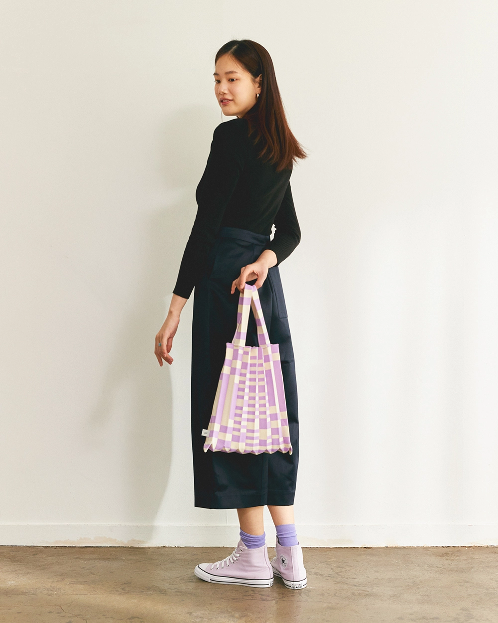 PLEATS MAMA 正規品関税込み SHOULDER BAG GRID PURPLE Shoulder Bag Grid Purple : PLEATSMAMA: Sustainable Knit