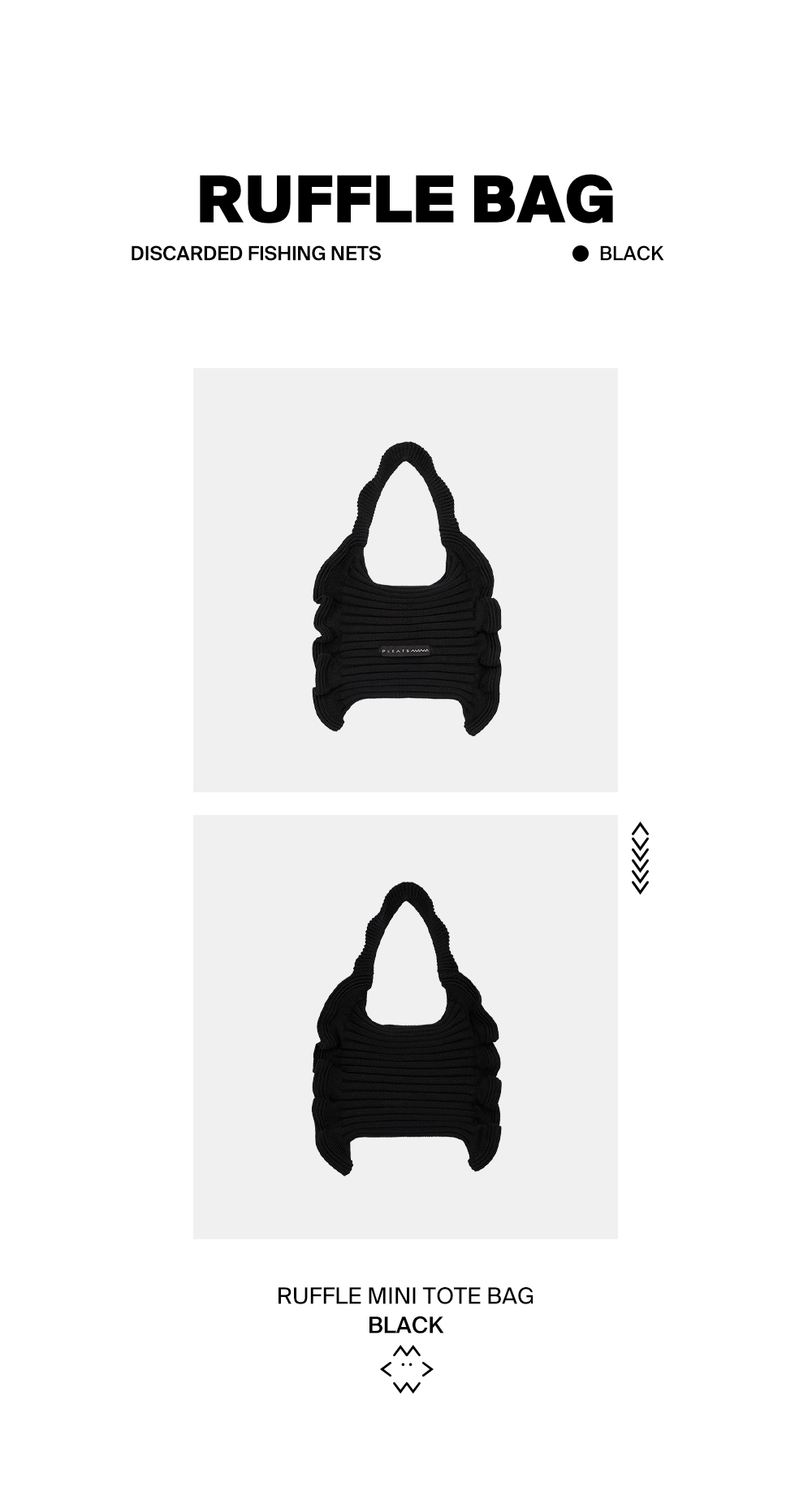 PLEATS MAMA 正規品関税込み RUFFLE MINI TOTE BAG BLACK Ruffle Mini Tote Bag Black : PLEATSMAMA: Sustainable Knit