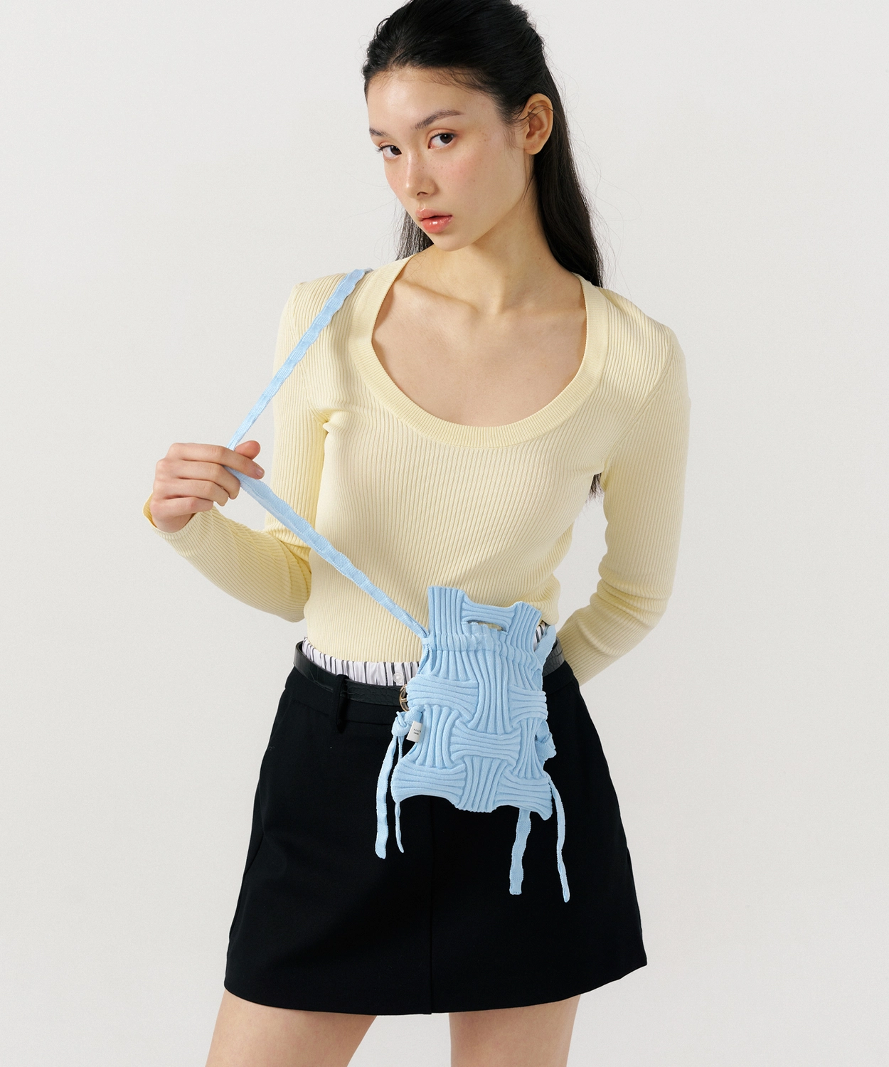 早期完売★PLEATSMAMA★Mini Cross Bow Bag★日本未入荷★大人気 Mini Cross Bow Bag Blue : PLEATSMAMA: Sustainable Knit