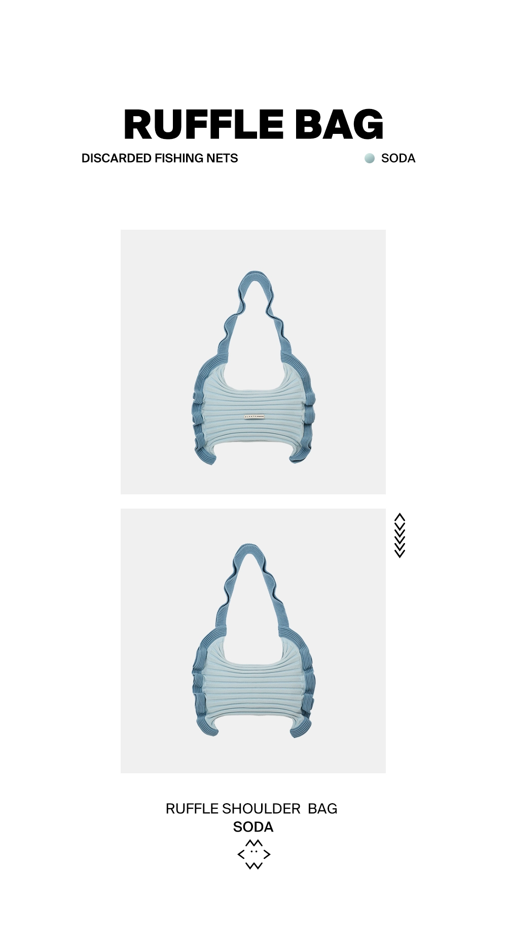 Ruffle Shoulder Bag Soda : PLEATSMAMA: Sustainable Knit
