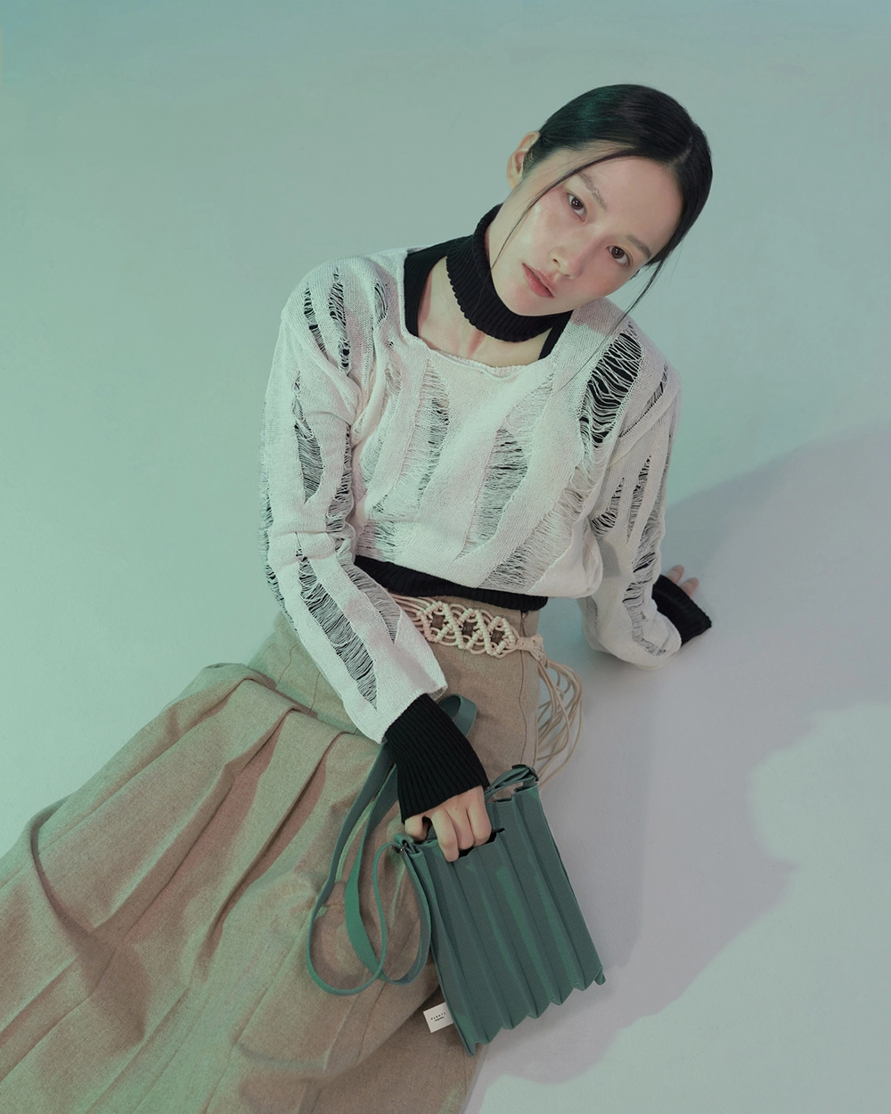 Mini Studio Bag TealGreen : PLEATSMAMA: Sustainable Knit