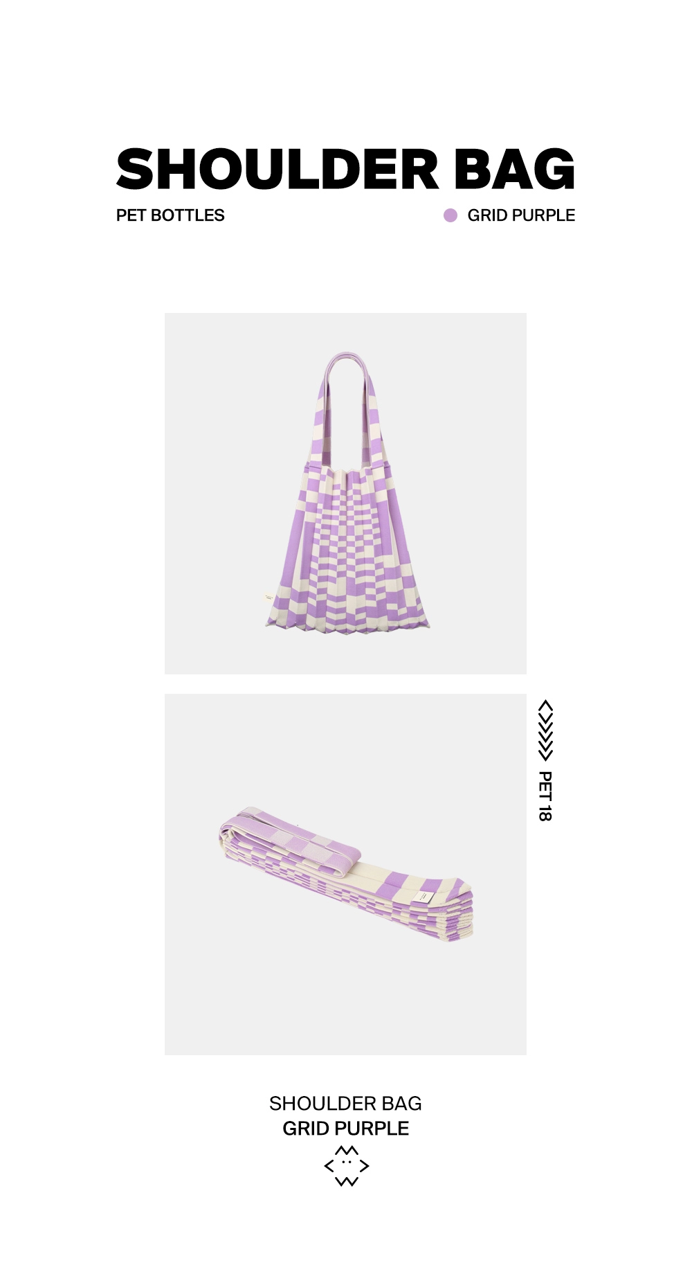Shoulder Bag Grid Purple : PLEATSMAMA: Sustainable Knit